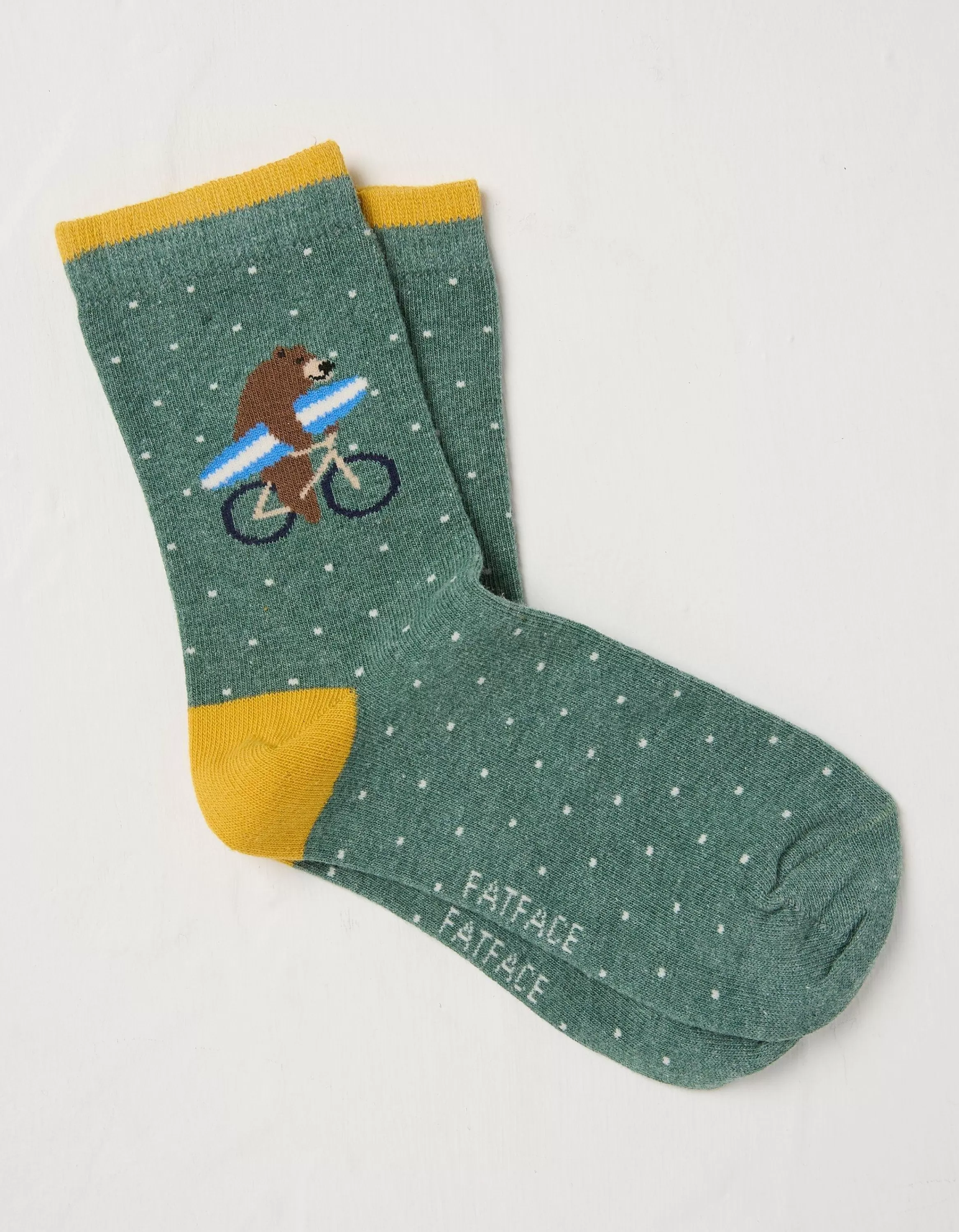 Store FatFace 1 Pack Bear Socks Light Green Marl