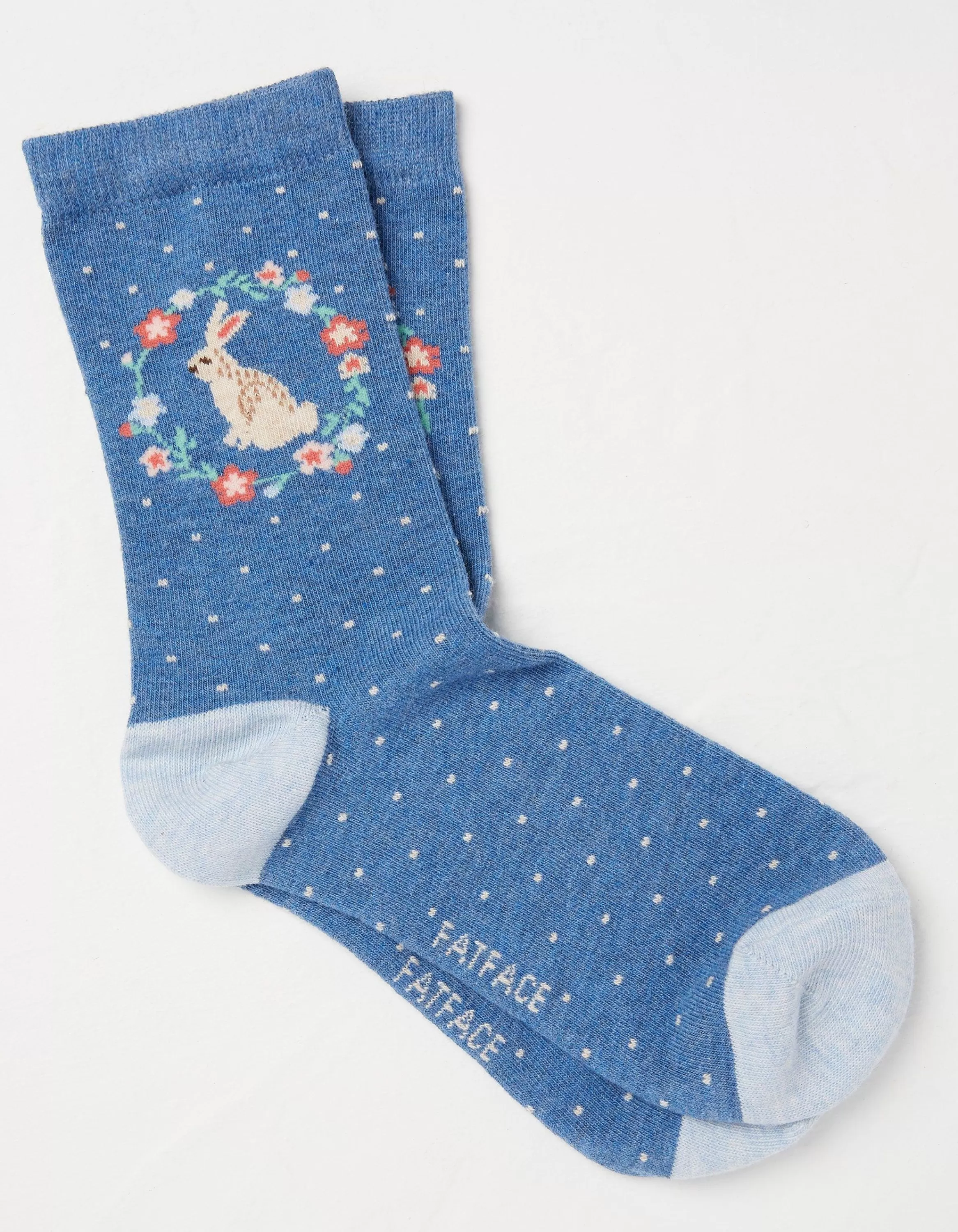 Online FatFace 1 Pack Bunny Wreath Socks Blue Marl