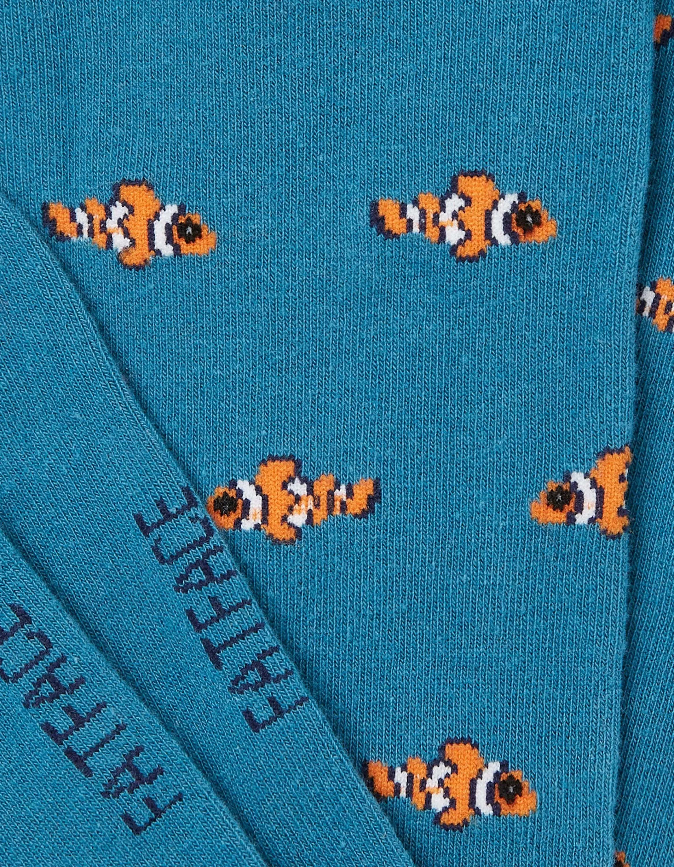 Cheap FatFace 1 Pack Clownfish Socks Teal Green