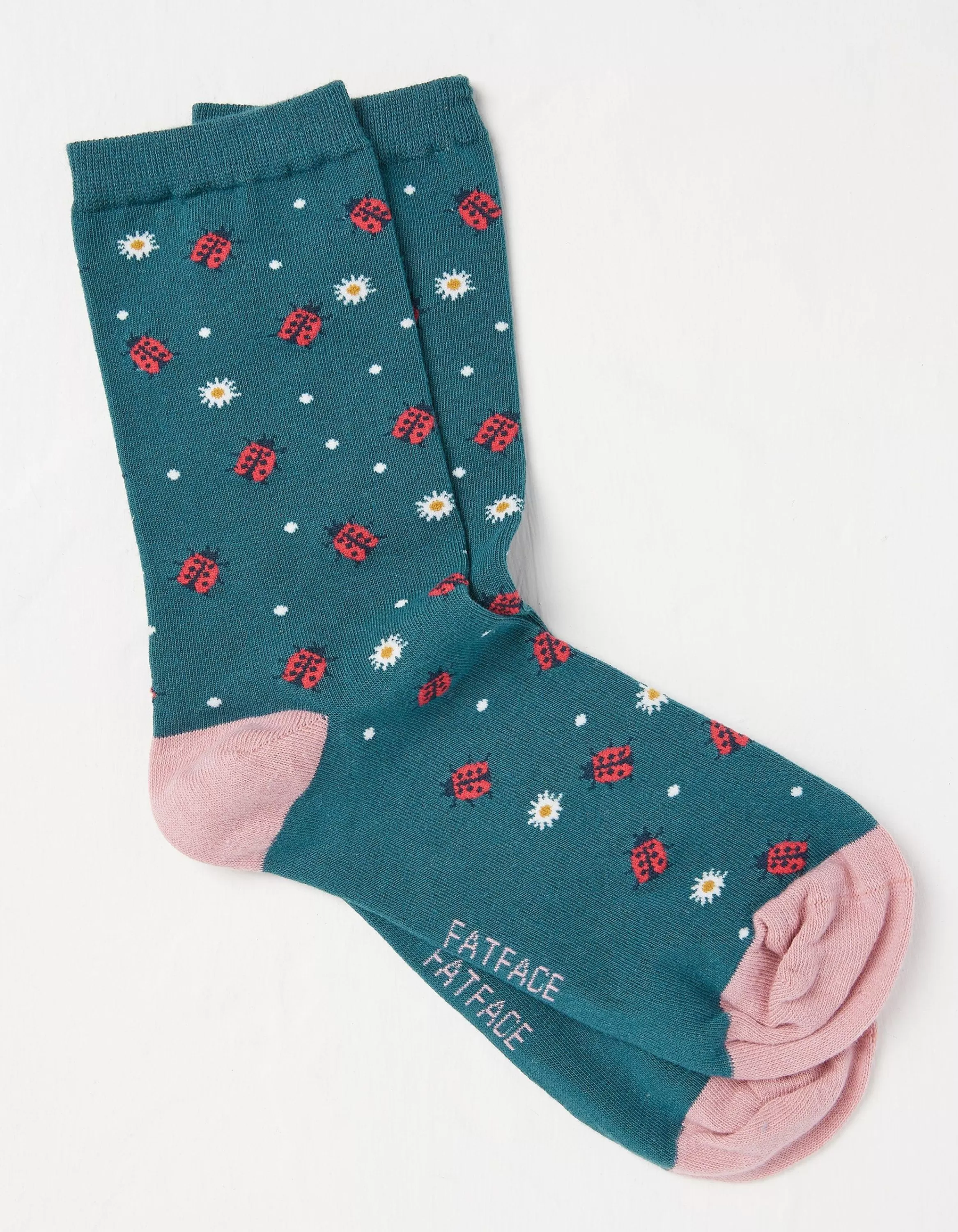 Outlet FatFace 1 Pack Ditsy Ladybird Socks Light Teal Green