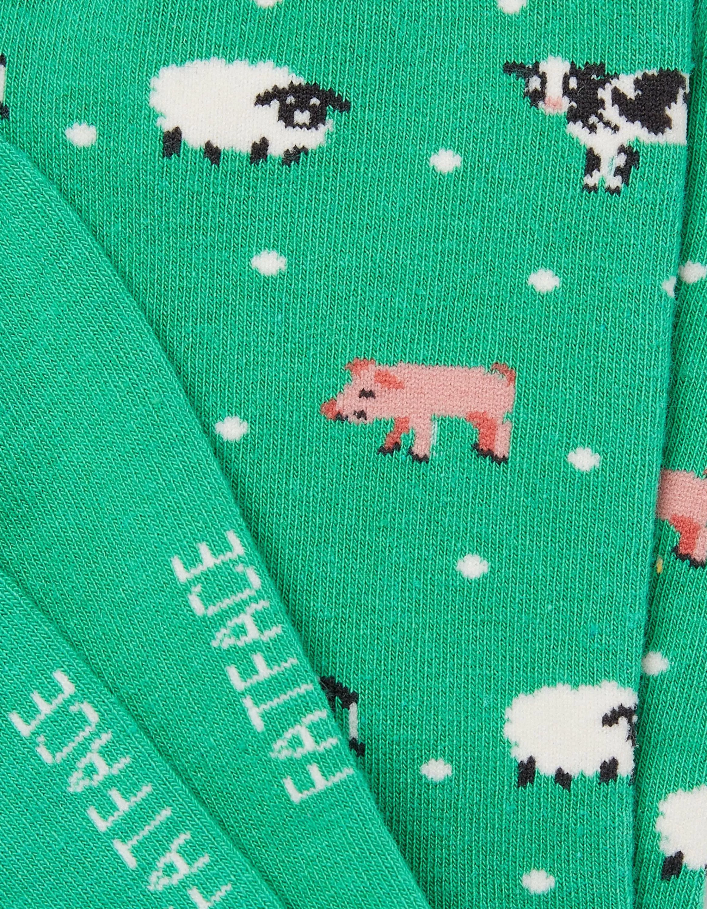 Fashion FatFace 1 Pack Farm Animal Socks Emerald Green