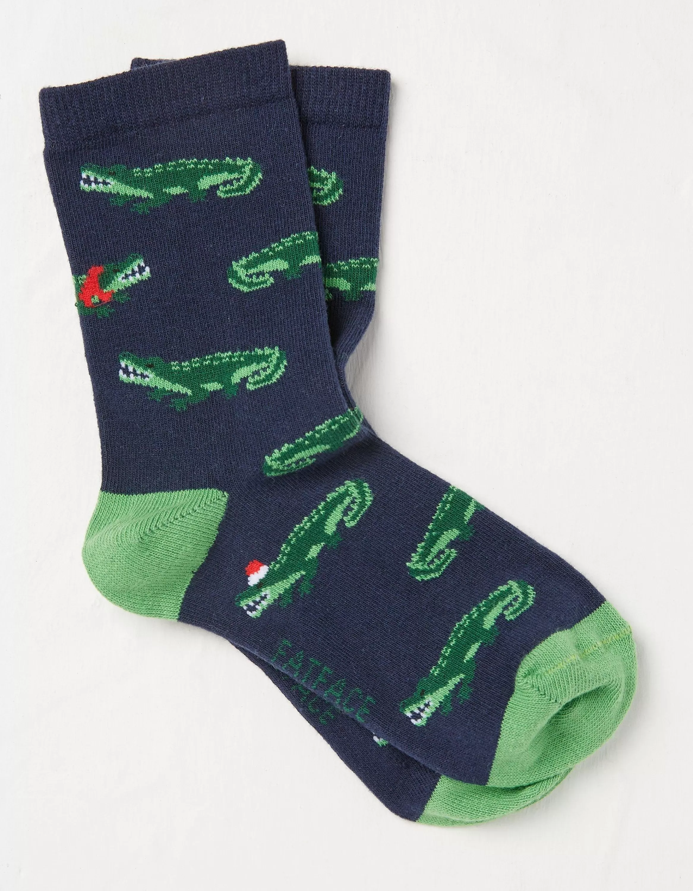 Clearance FatFace 1 Pack Festive Crocodile Socks Navy