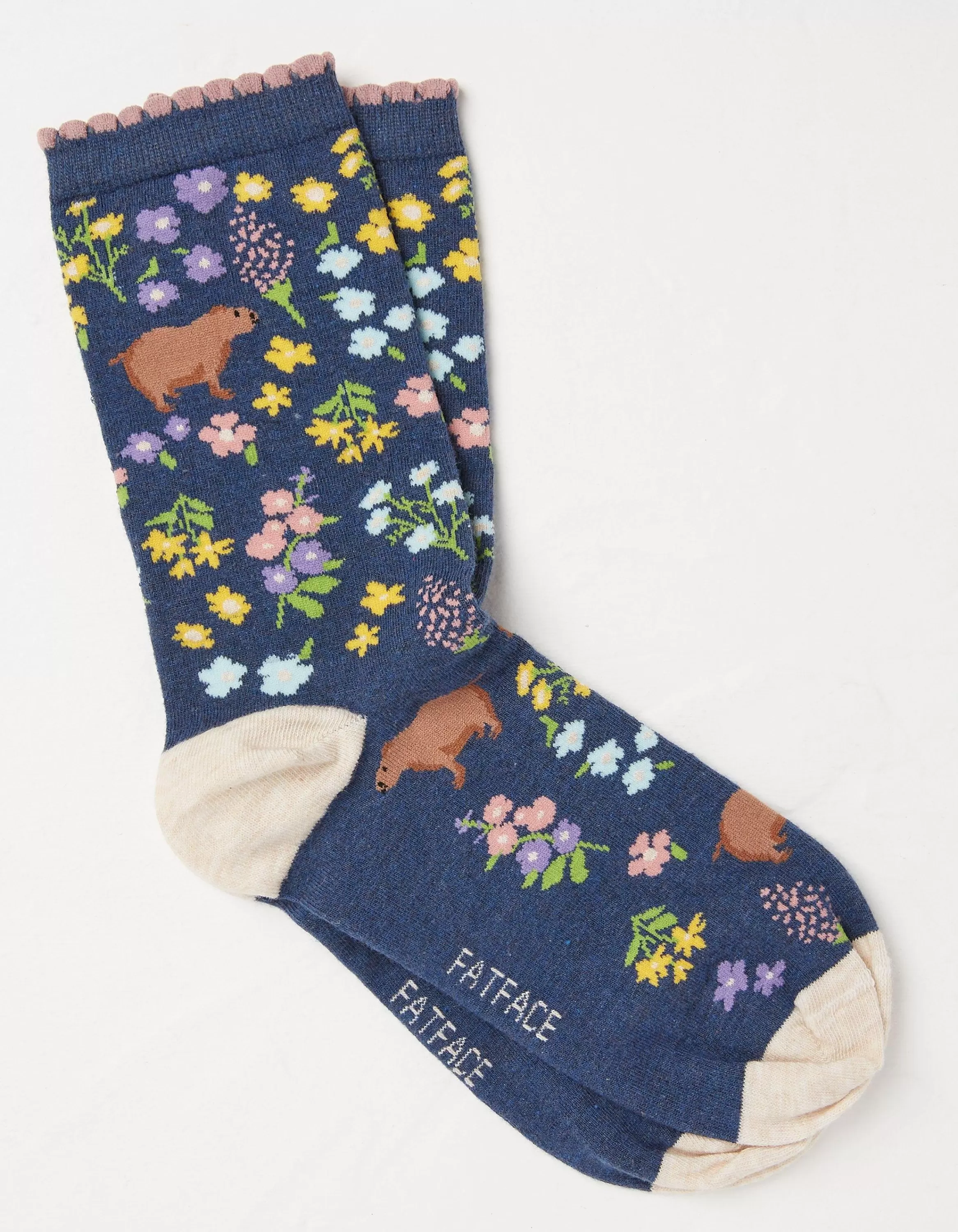 Best Sale FatFace 1 Pack Floral Capybara Socks Navy