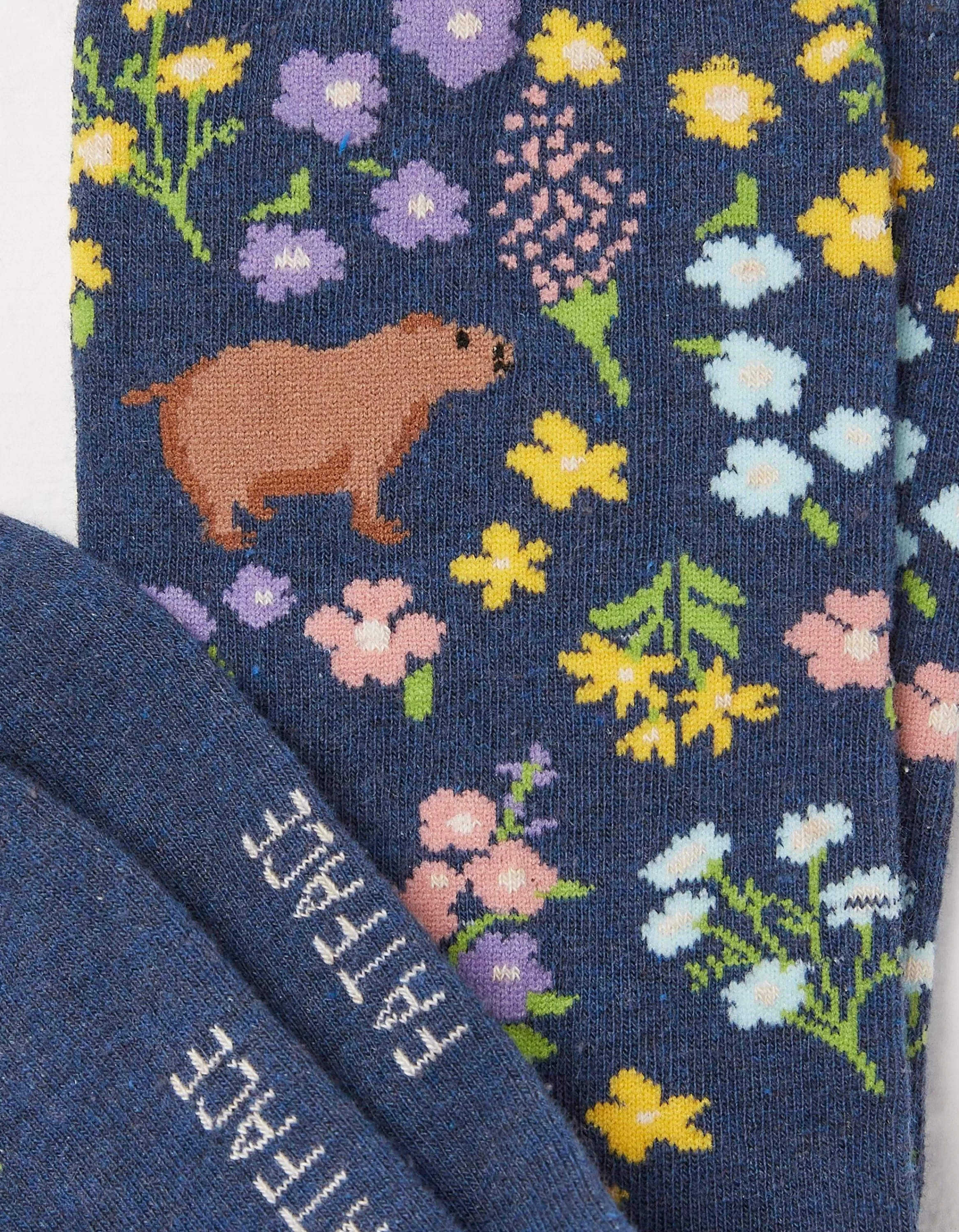 Best Sale FatFace 1 Pack Floral Capybara Socks Navy