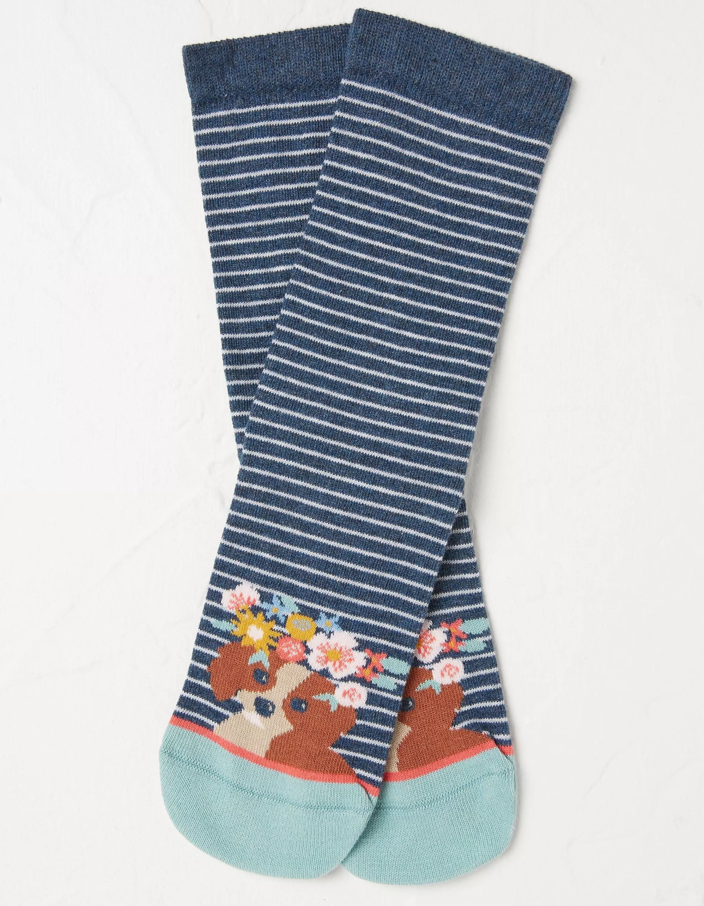 Sale FatFace 1 Pack Floral Dog Stripe Socks Navy