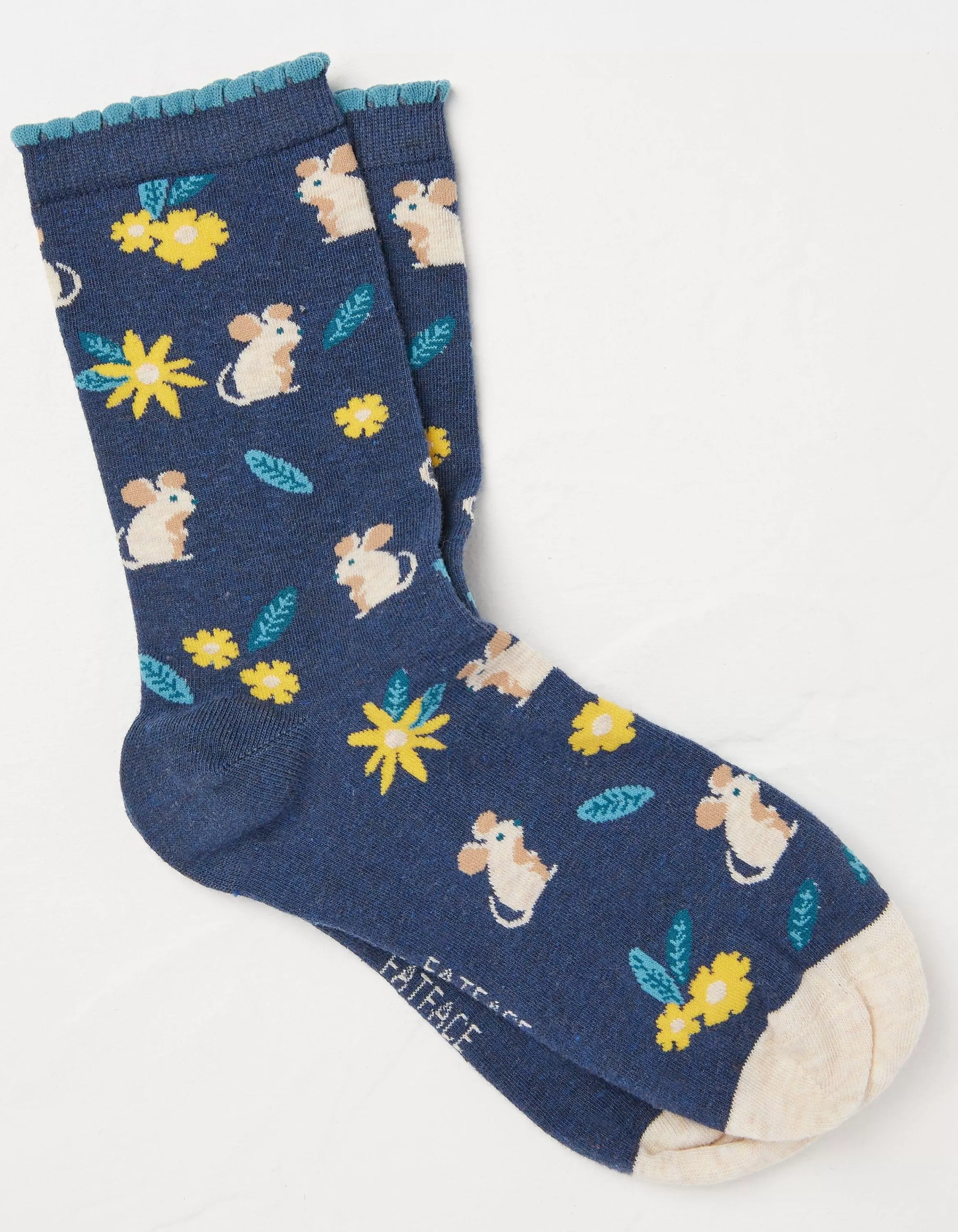 New FatFace 1 Pack Floral Mouse Socks Navy