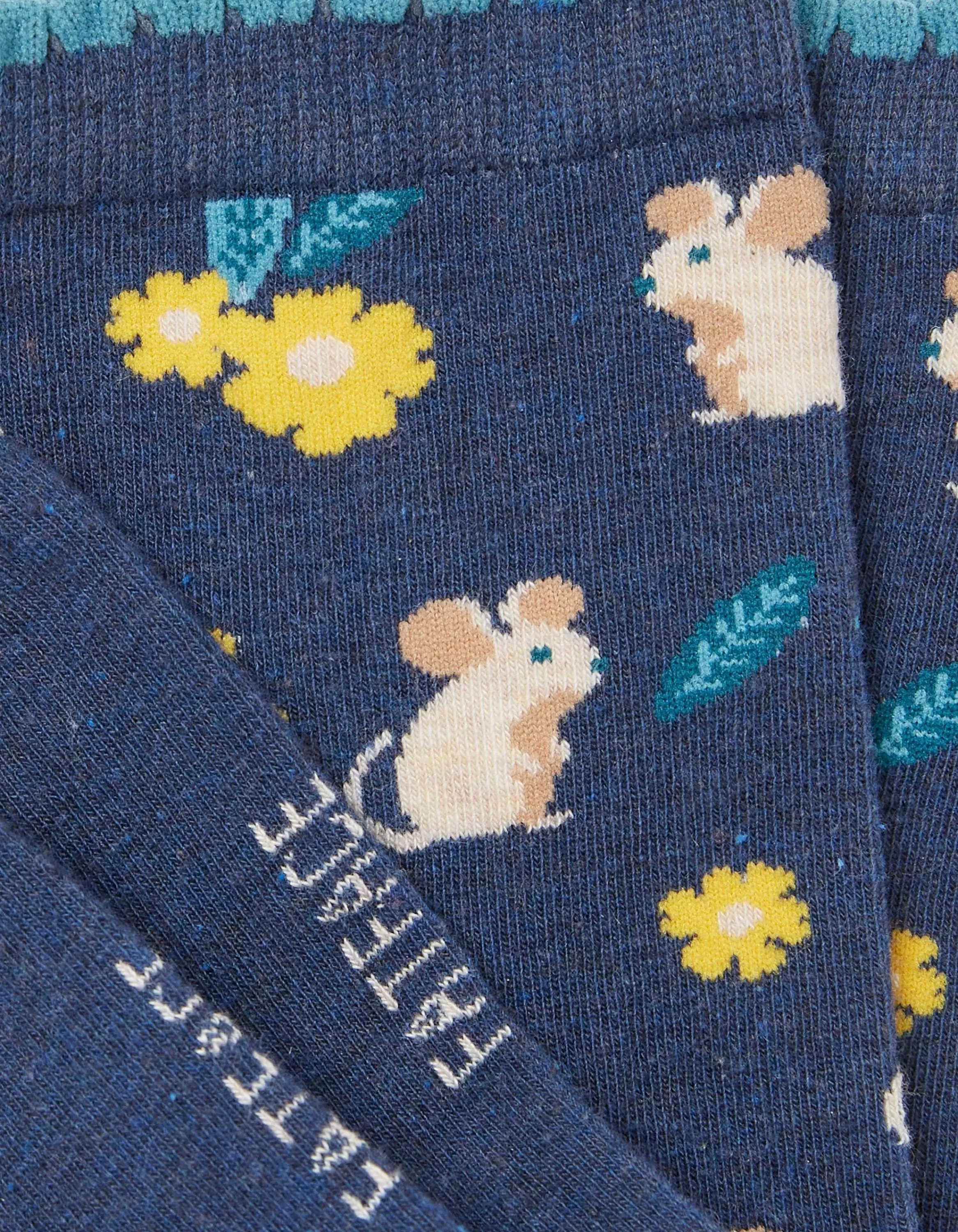 New FatFace 1 Pack Floral Mouse Socks Navy