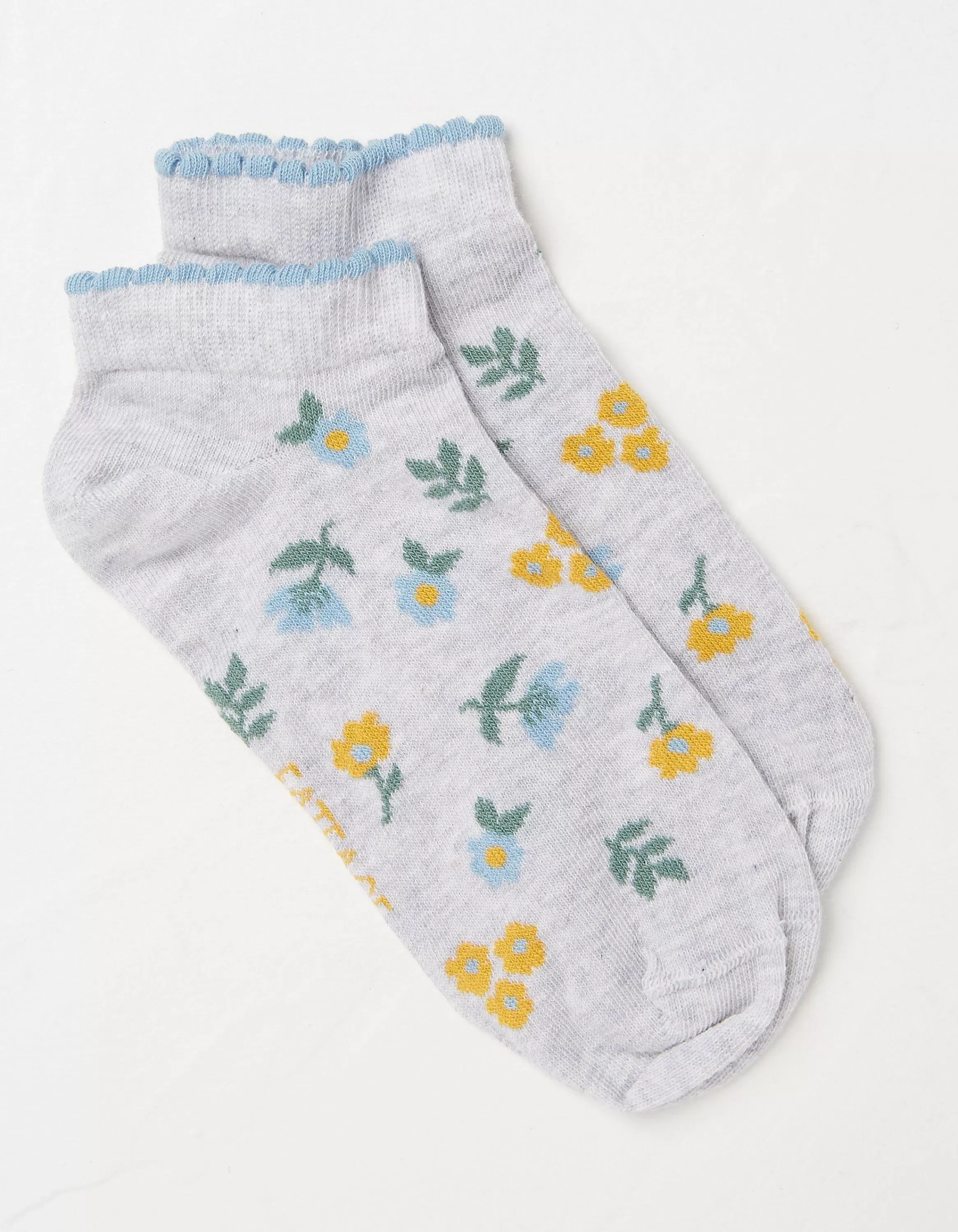 Store FatFace 1 Pack Floral Trainer Socks Grey Marl