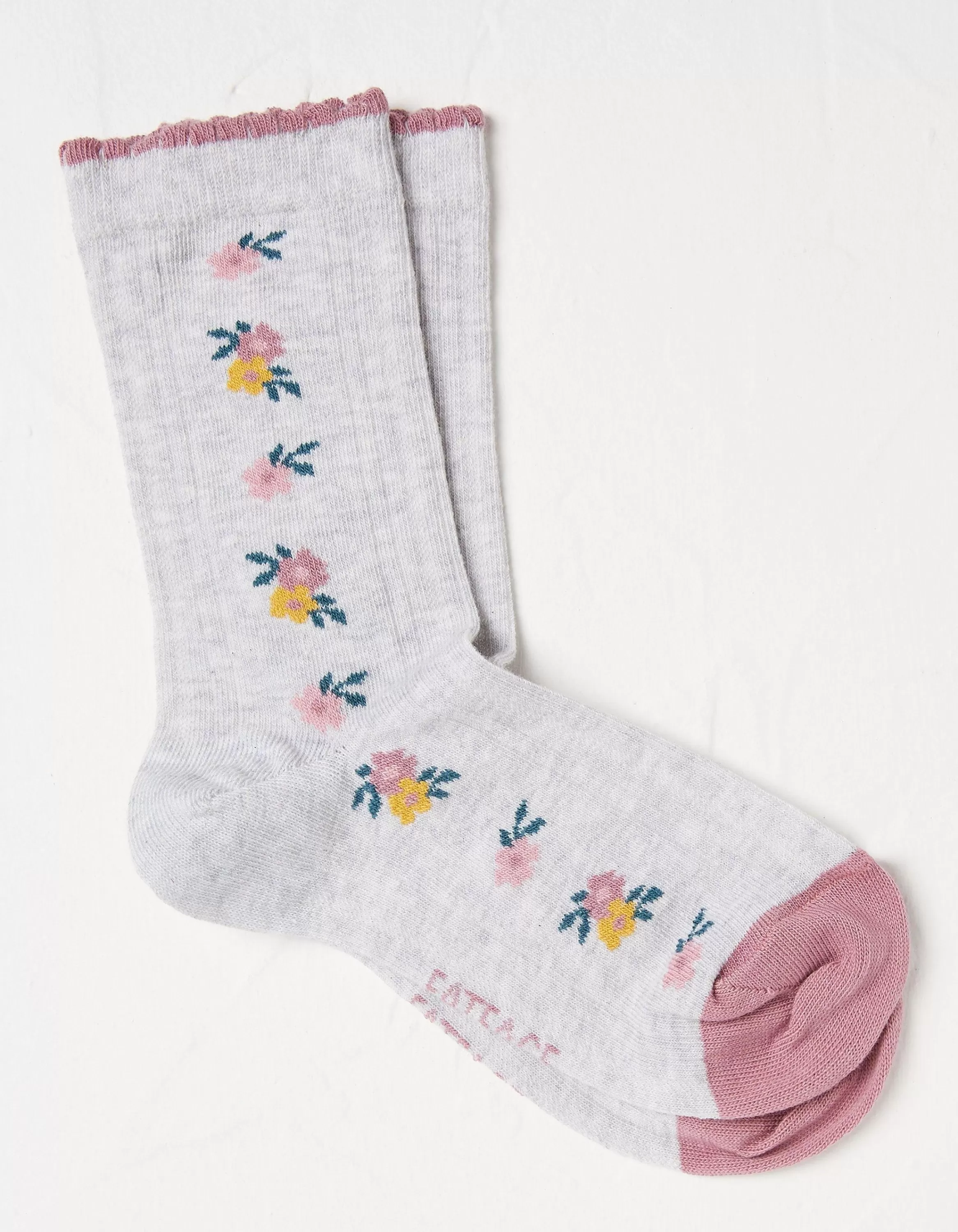 Sale FatFace 1 Pack Flower Chain Socks Light Grey Marl