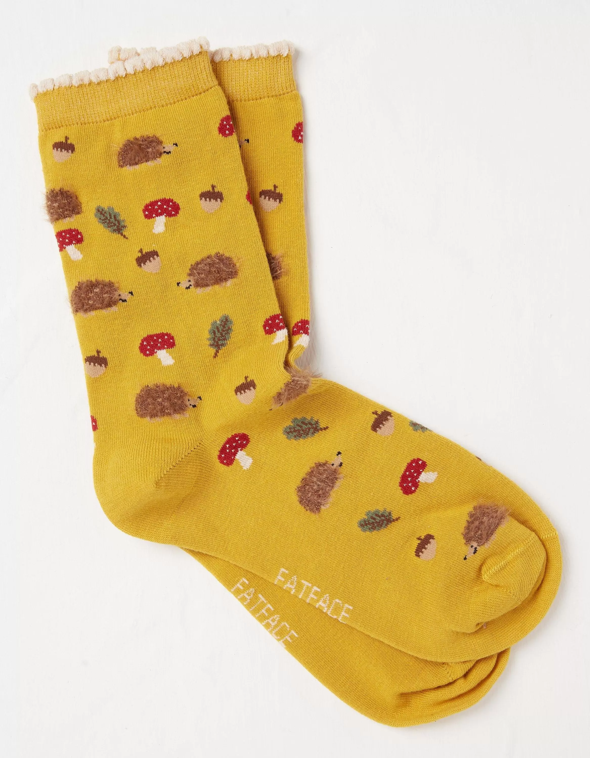 Online FatFace 1 Pack Fluffy Hedgehog Socks Mustard Yellow