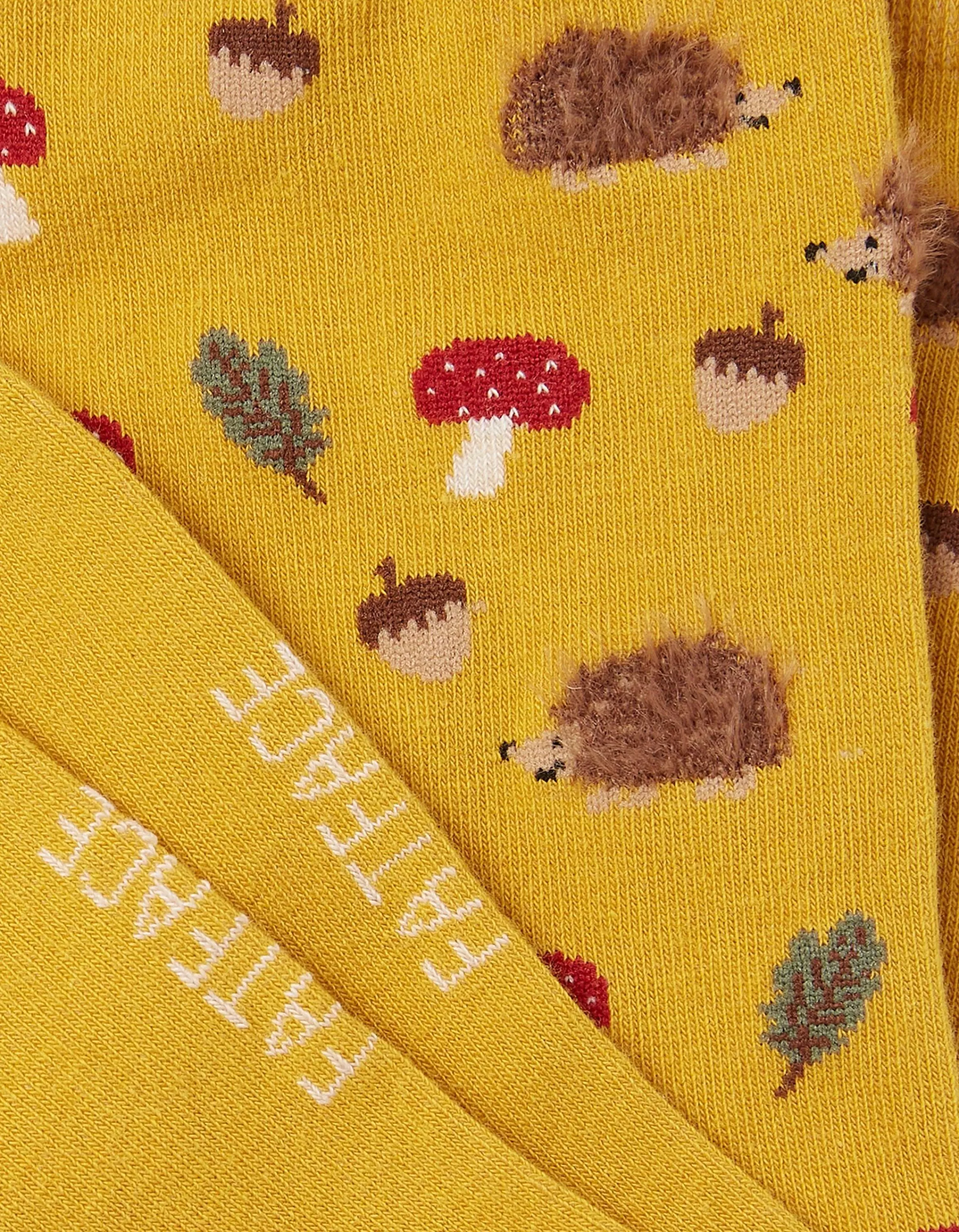 Online FatFace 1 Pack Fluffy Hedgehog Socks Mustard Yellow