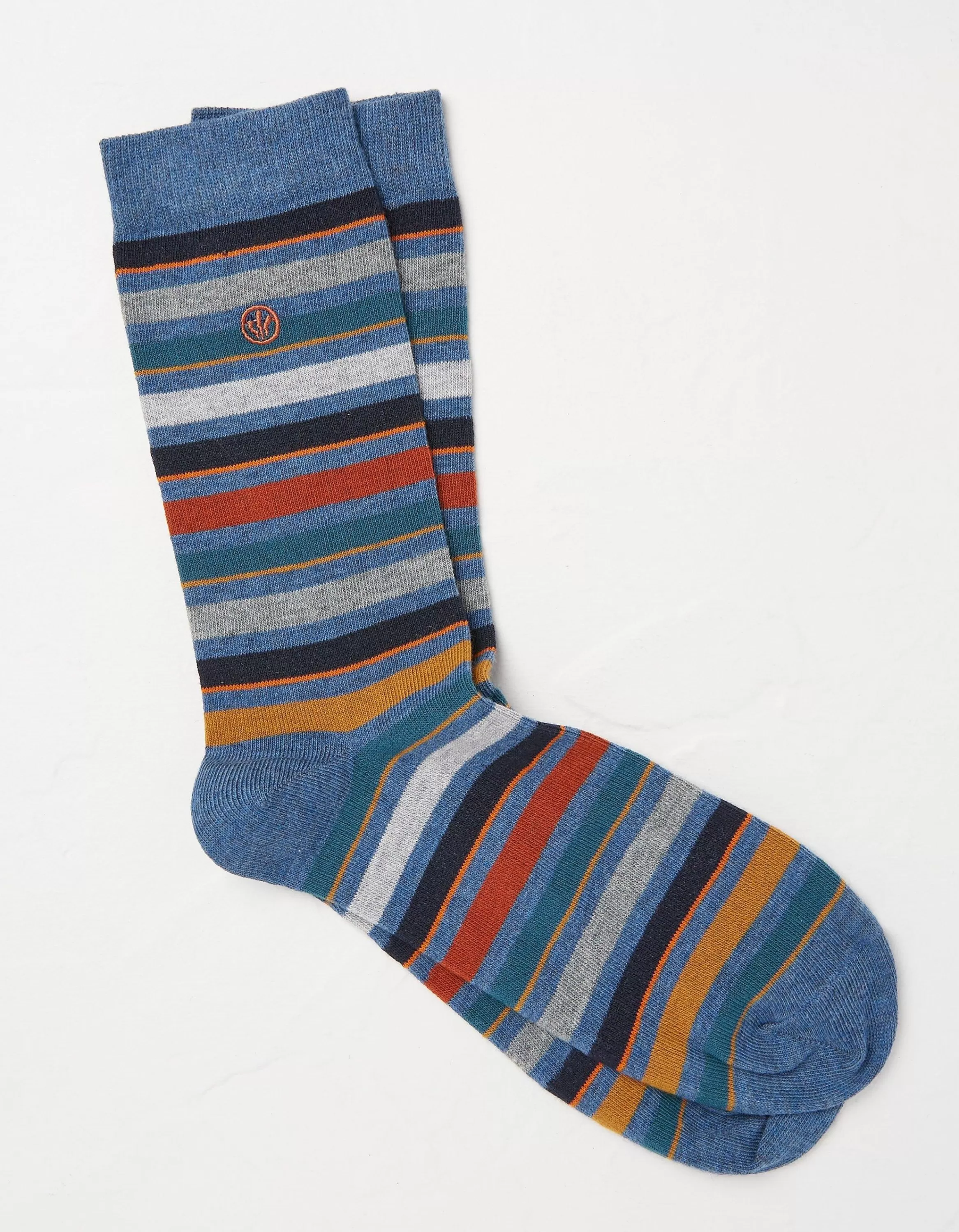 Sale FatFace 1 Pack Guz Multi Stripe Socks Blue Marl