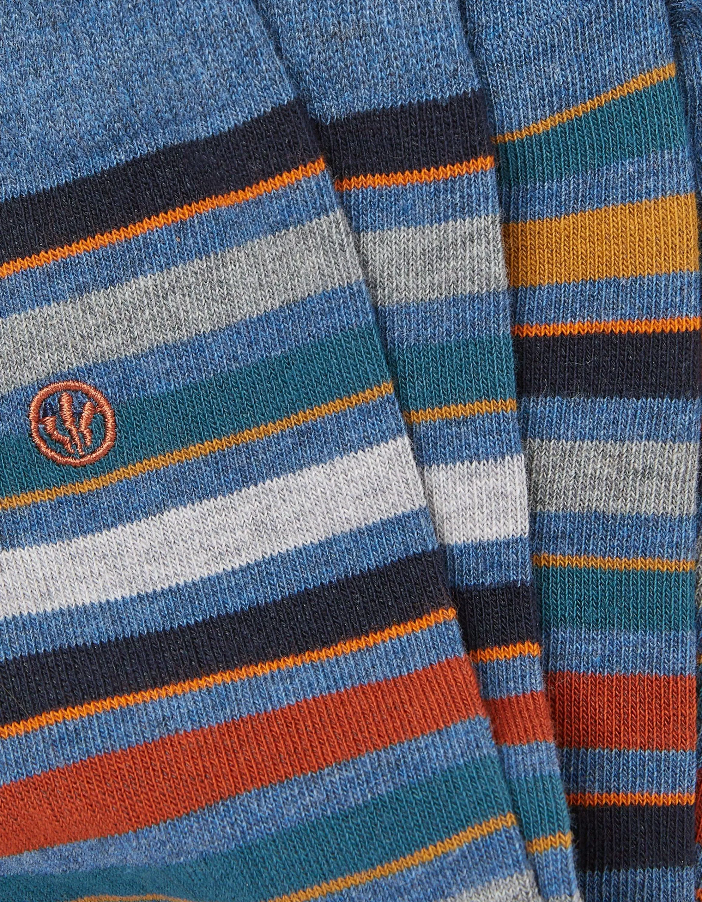 Sale FatFace 1 Pack Guz Multi Stripe Socks Blue Marl