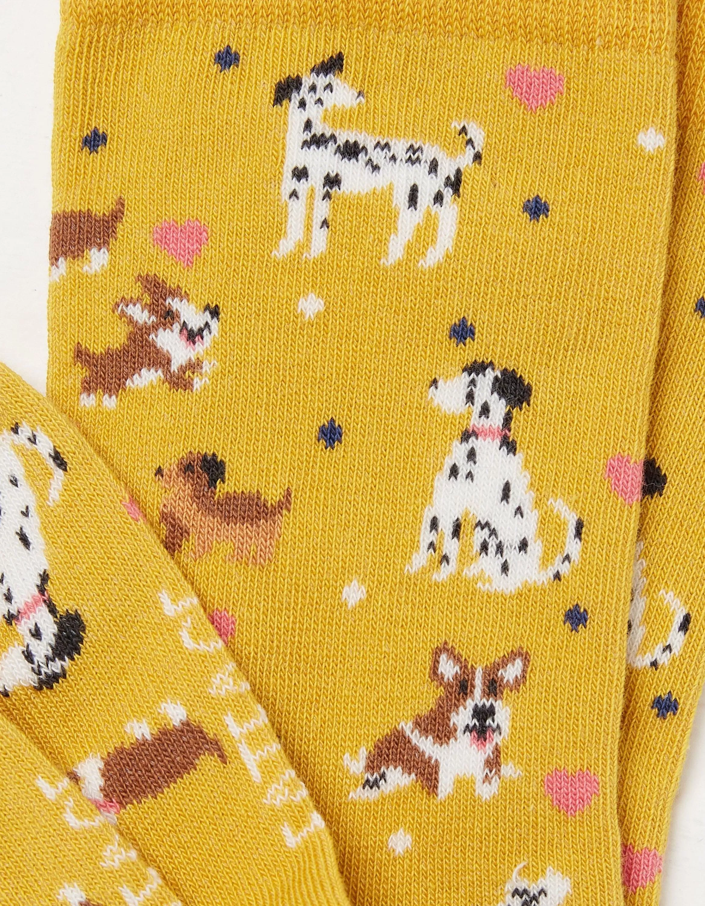 Store FatFace 1 Pack Happy Dogs Socks Mustard Yellow