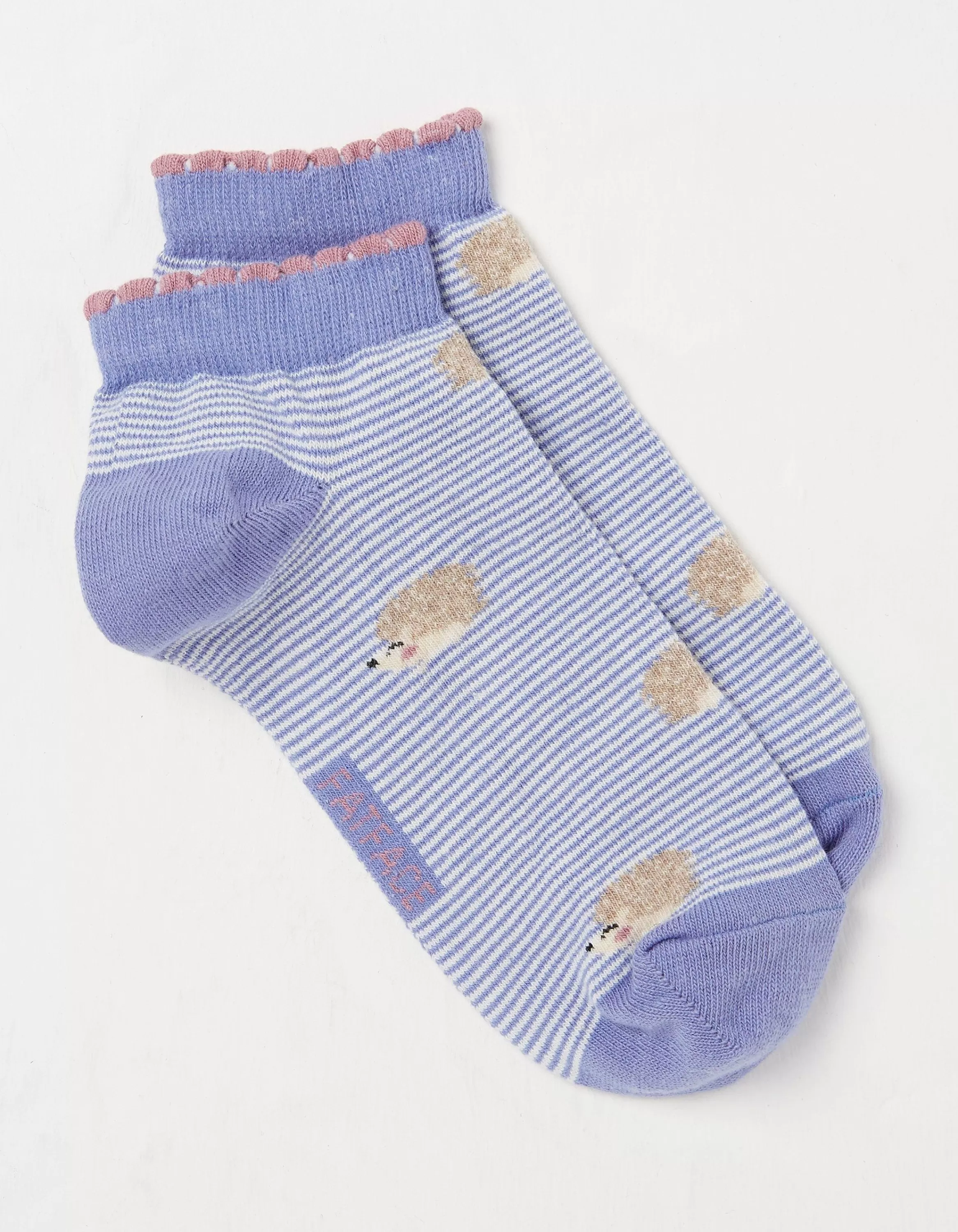 Best Sale FatFace 1 Pack Hedgehog Stripe Trainer Socks Bright Blue