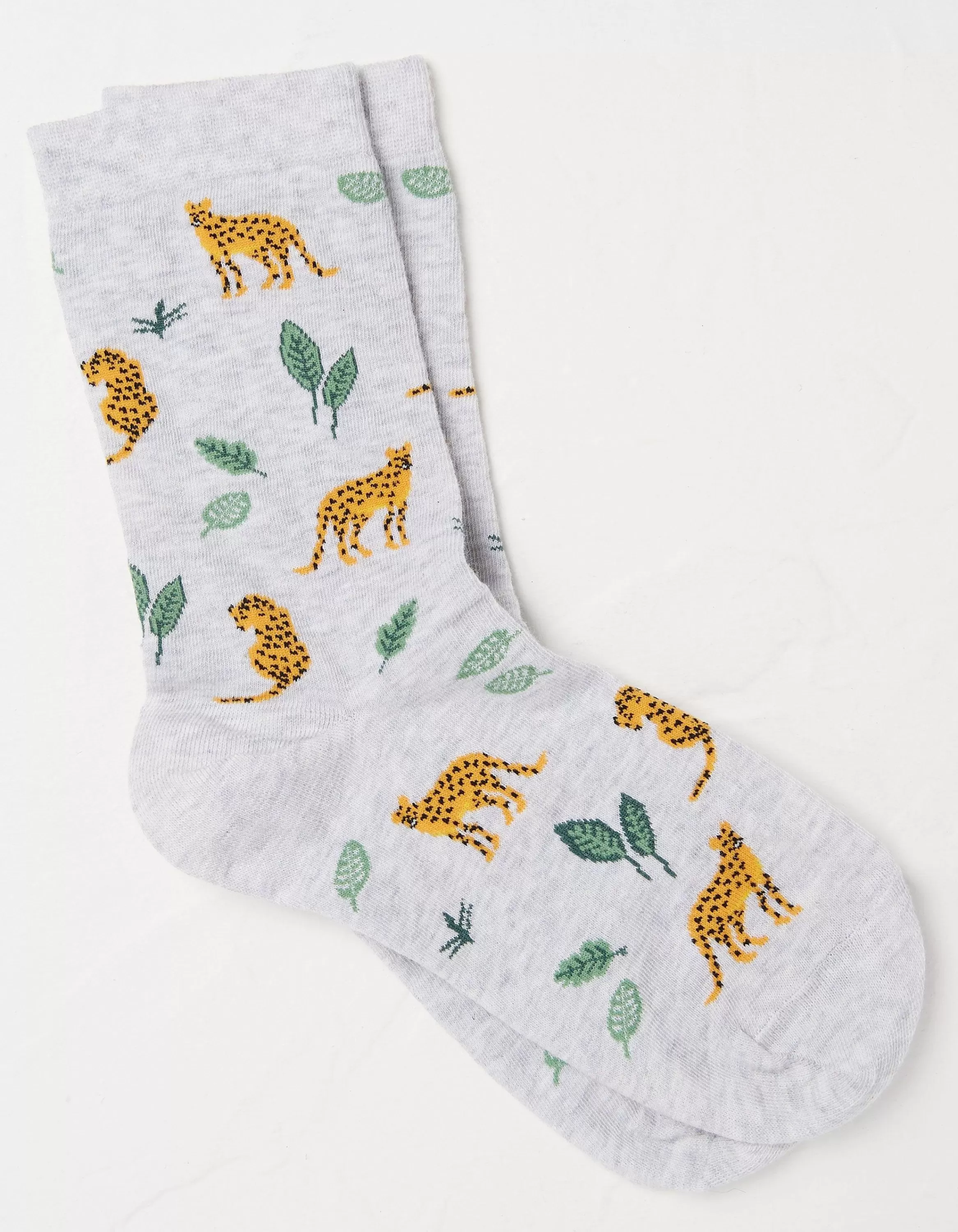 Clearance FatFace 1 Pack Jungle Leopard Socks Grey Marl