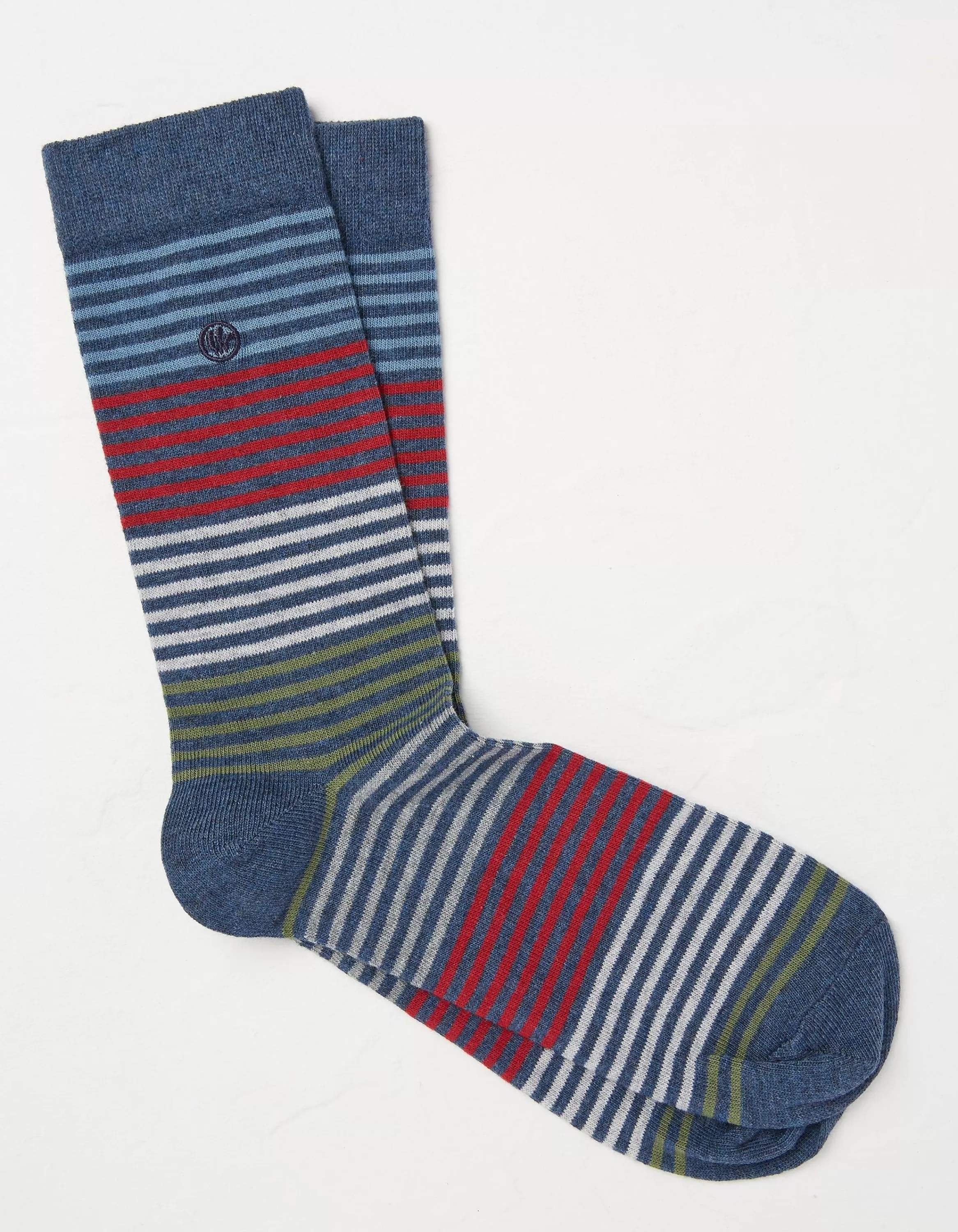 Shop FatFace 1 Pack Lucien Stripe Socks Blue Marl