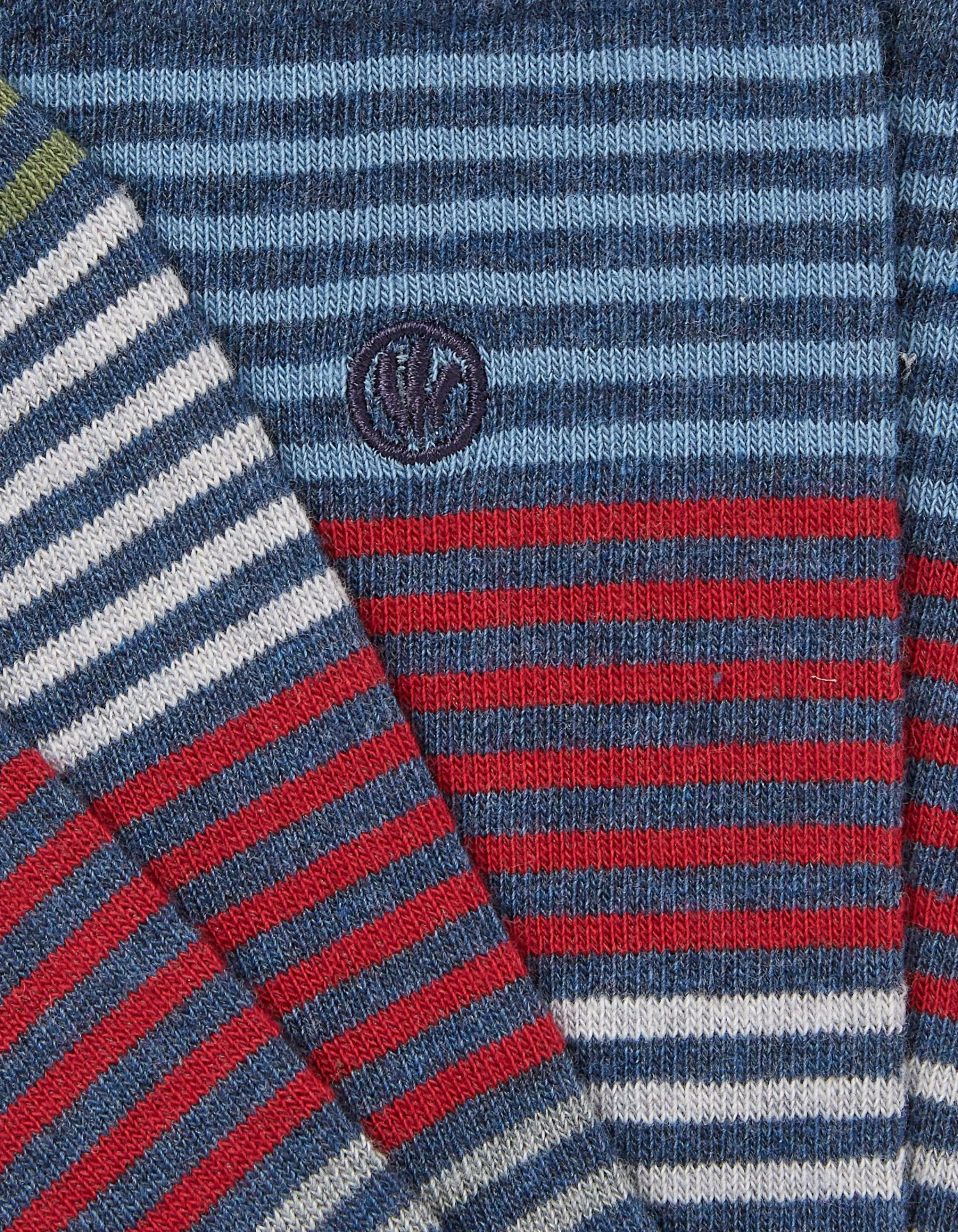 Shop FatFace 1 Pack Lucien Stripe Socks Blue Marl