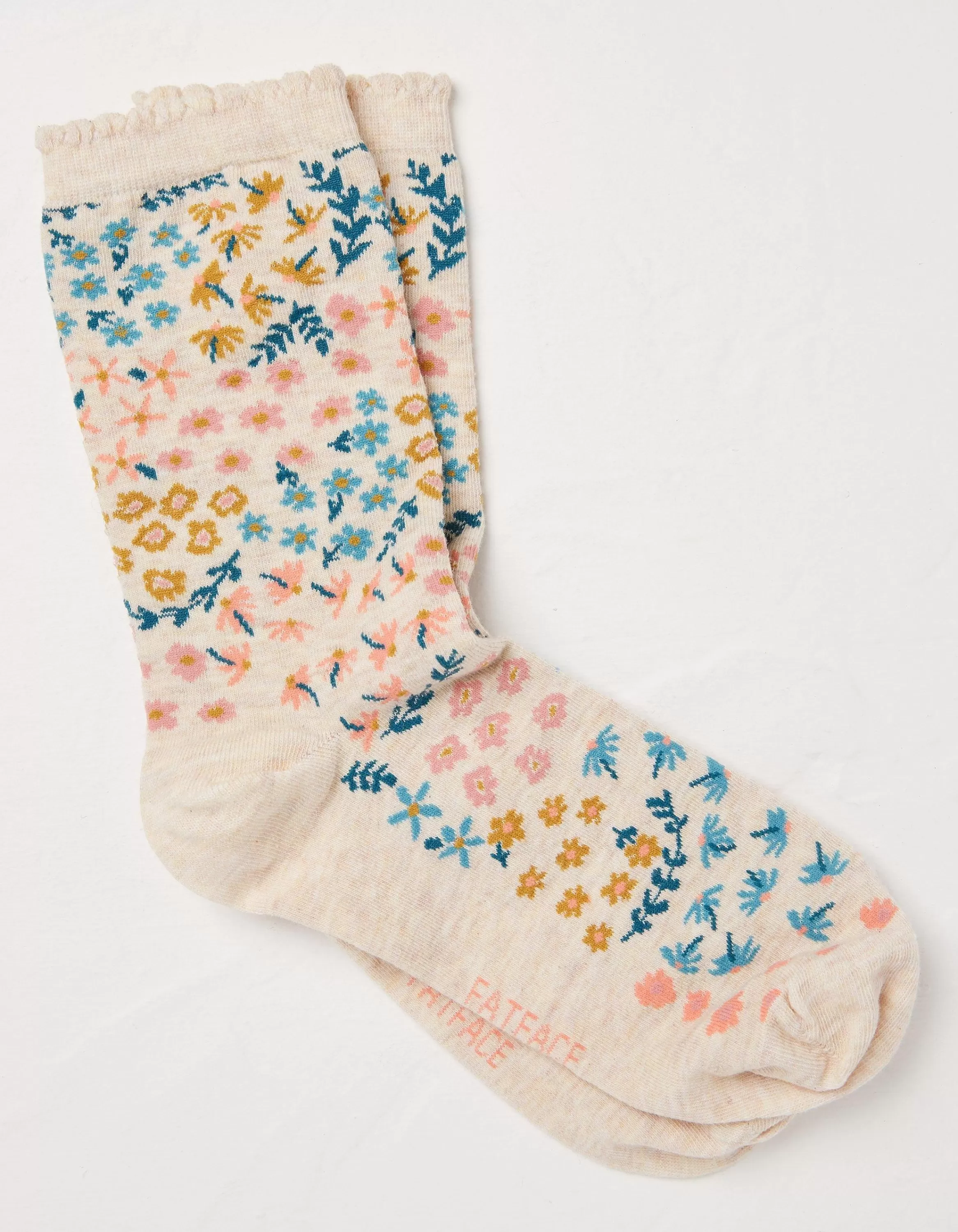 Fashion FatFace 1 Pack Meadow Floral Socks Oatmeal