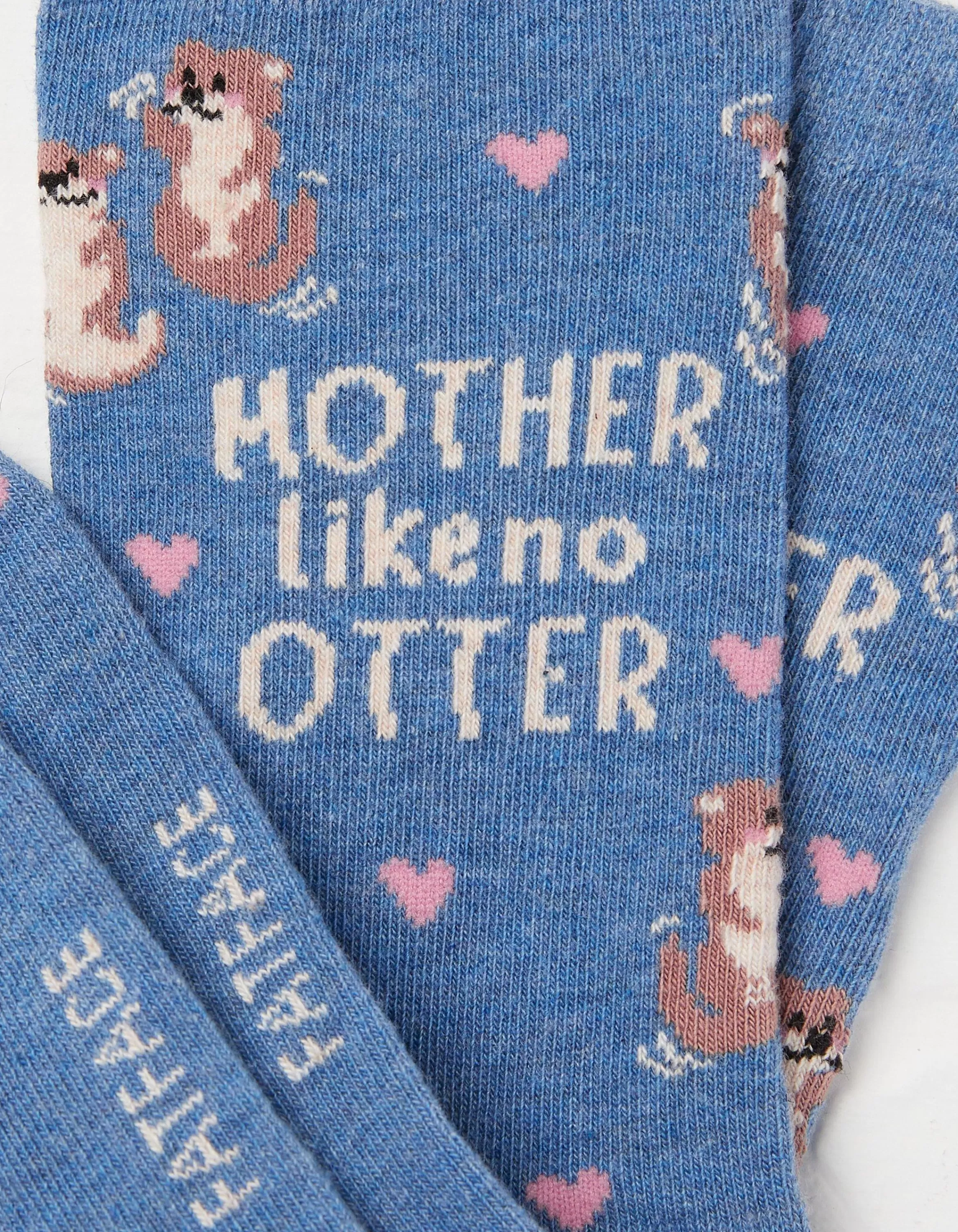 New FatFace 1 Pack Mother Like No Otter Socks Blue Marl