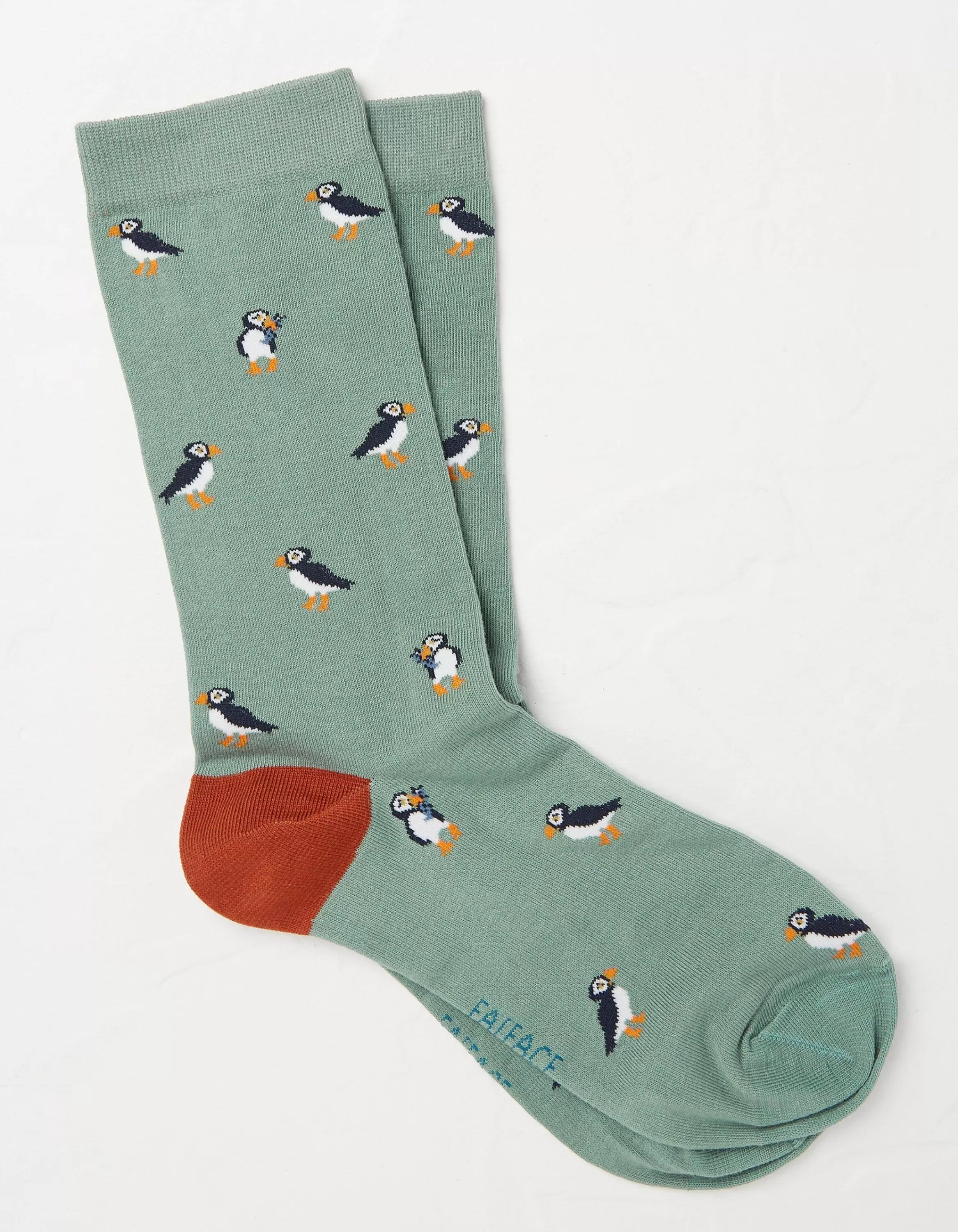 Outlet FatFace 1 Pack Puffin Socks Light Green