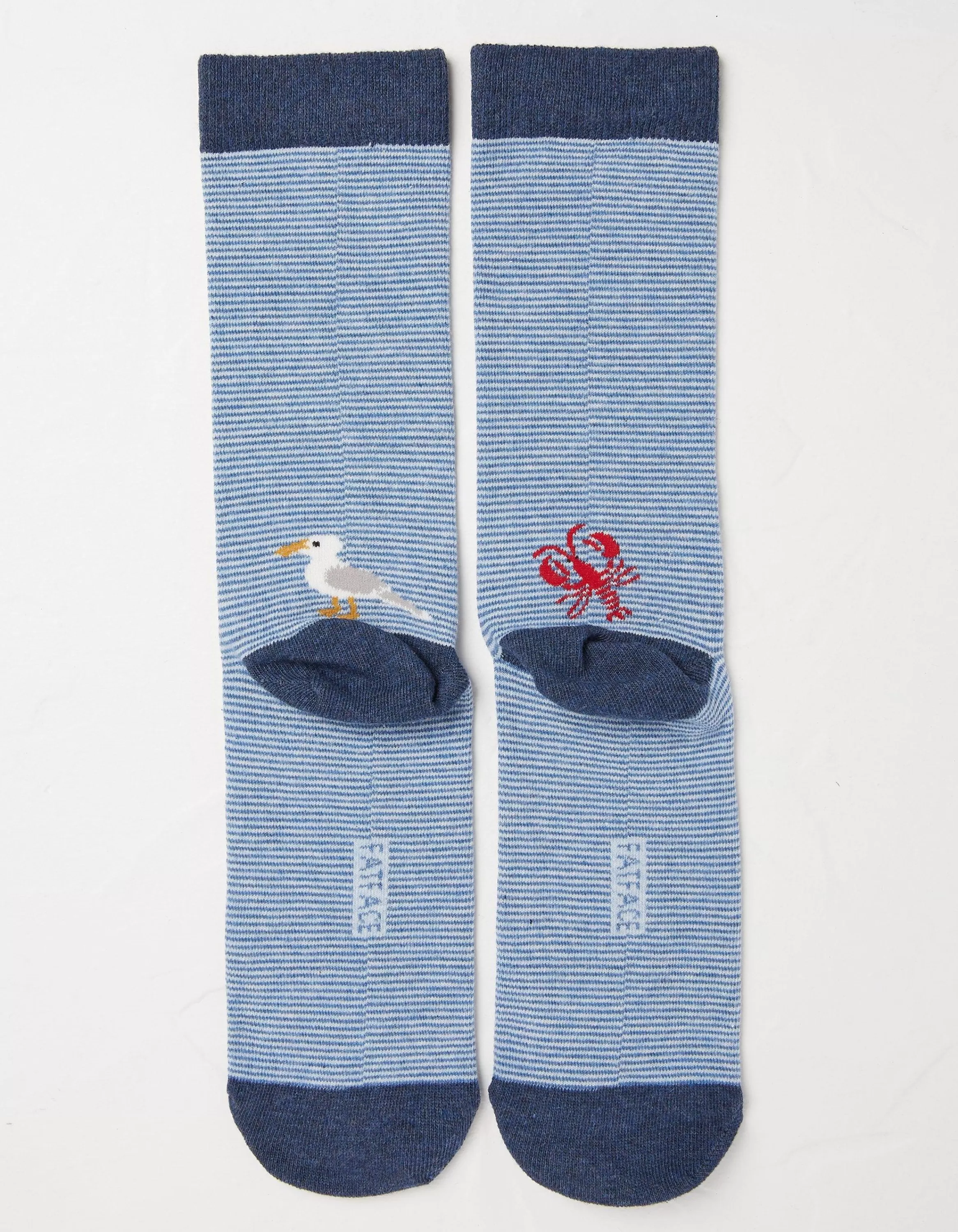 Cheap FatFace 1 Pack Sealife Stripe Socks Light Blue Marl