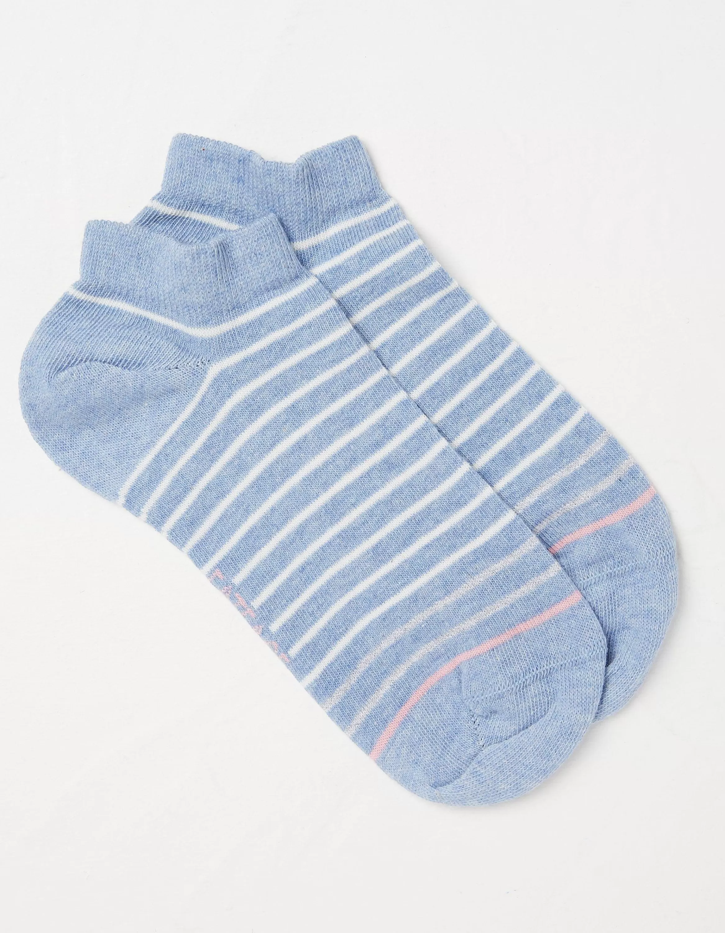 Sale FatFace 1 Pack Stripe Trainer Socks Light Blue Marl