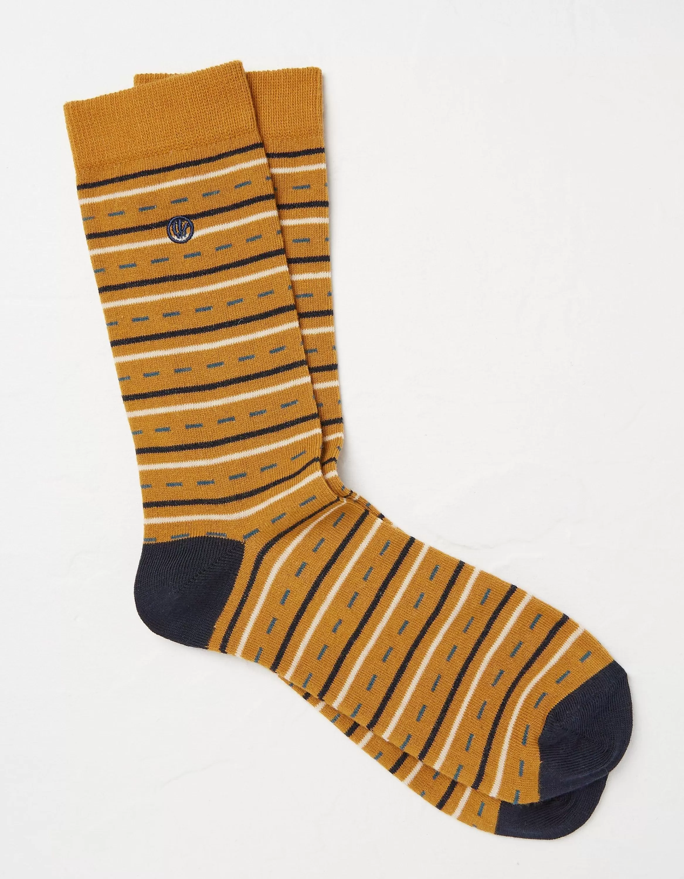 New FatFace 1 Pack Stuart Fine Stripe Socks Mustard Yellow