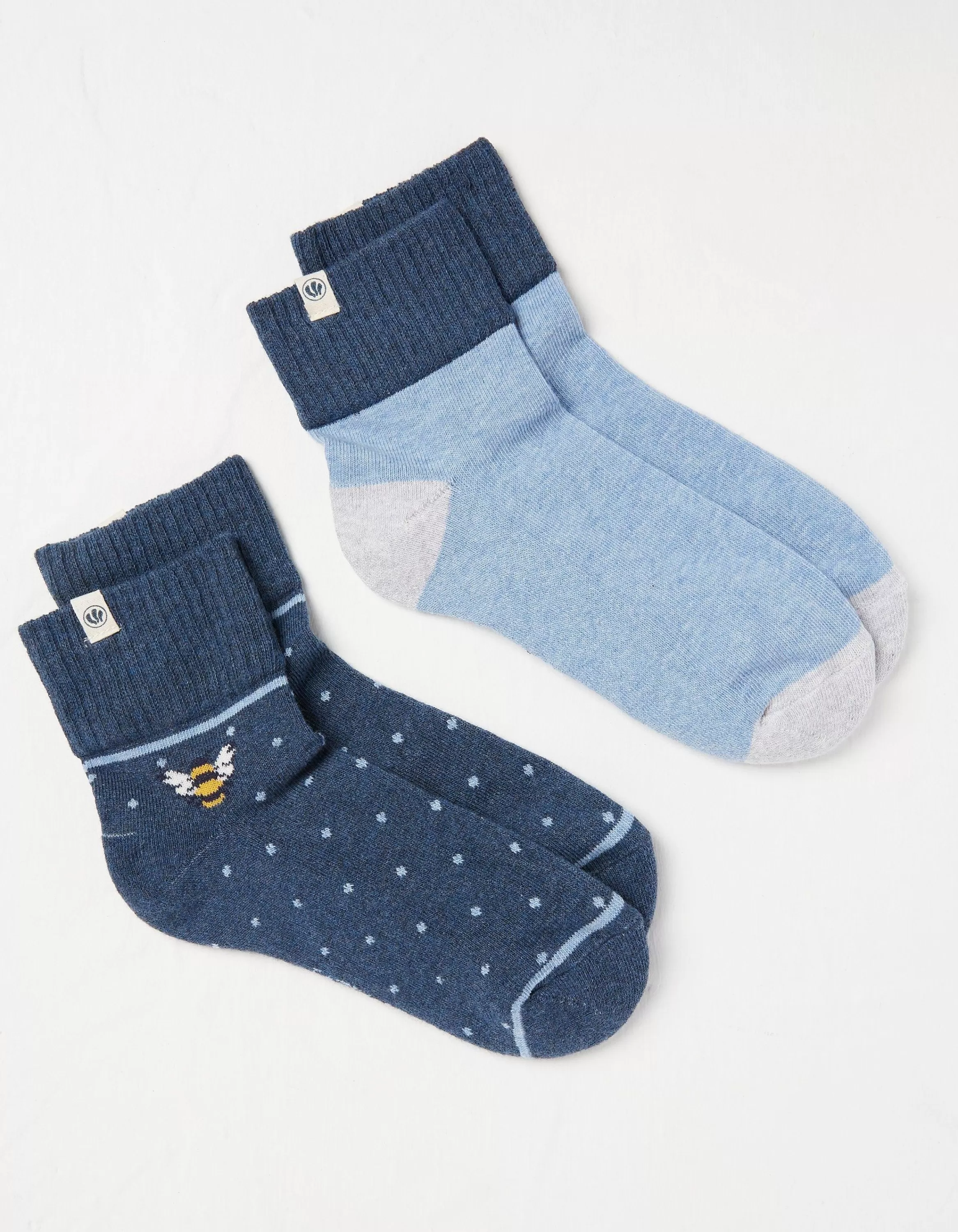 New FatFace 2 Pack Bee Outdoor Boot Socks Navy