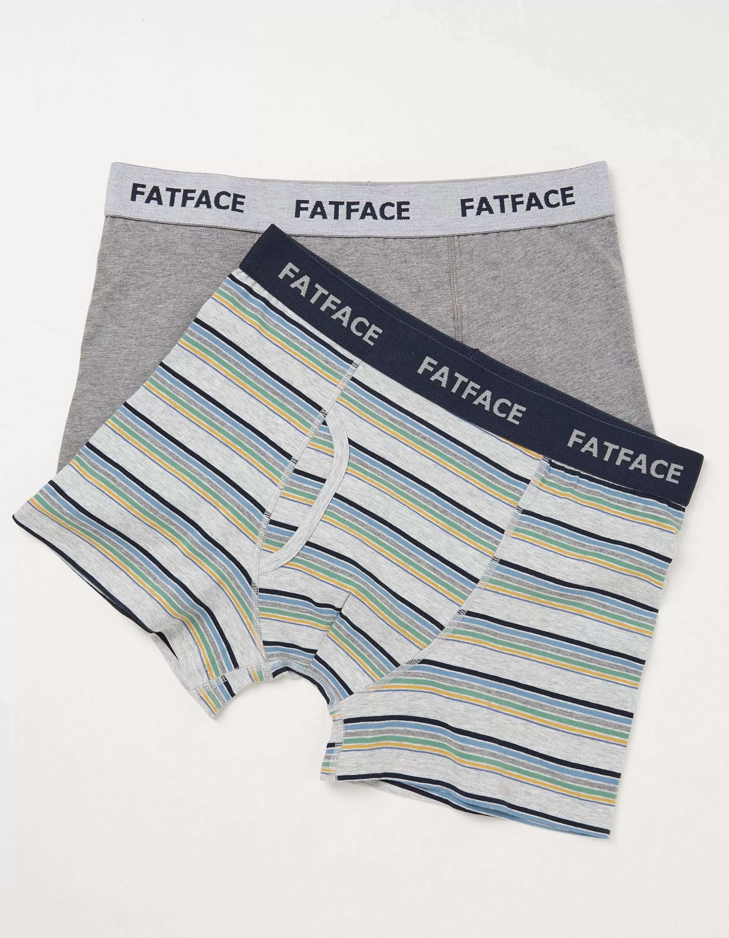 Outlet FatFace 2 Pack Eype Stripe Boxers Grey Marl