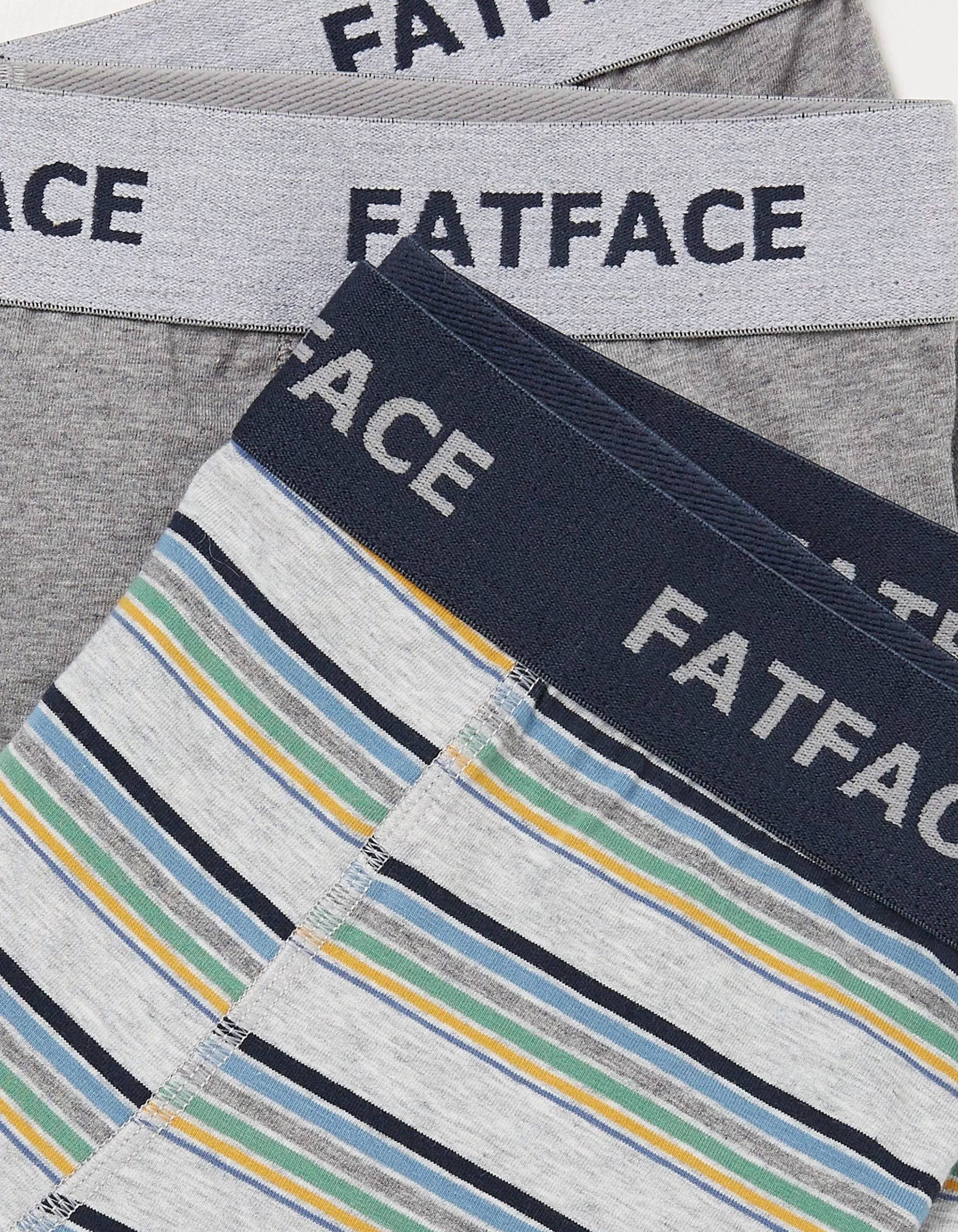 Outlet FatFace 2 Pack Eype Stripe Boxers Grey Marl