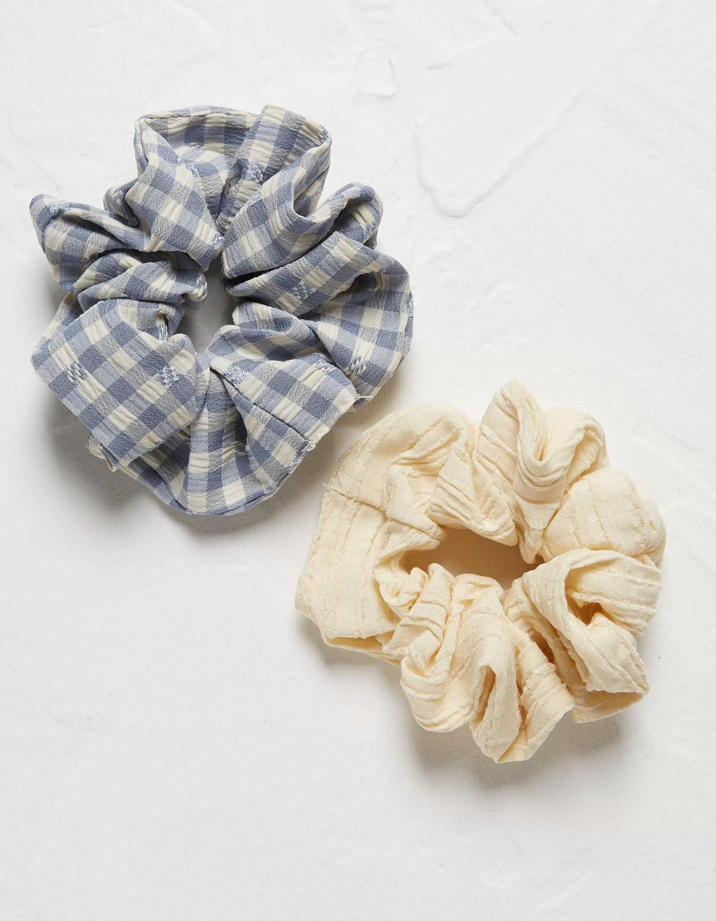 Store FatFace 2 Pack Gingham Scrunchie Blue