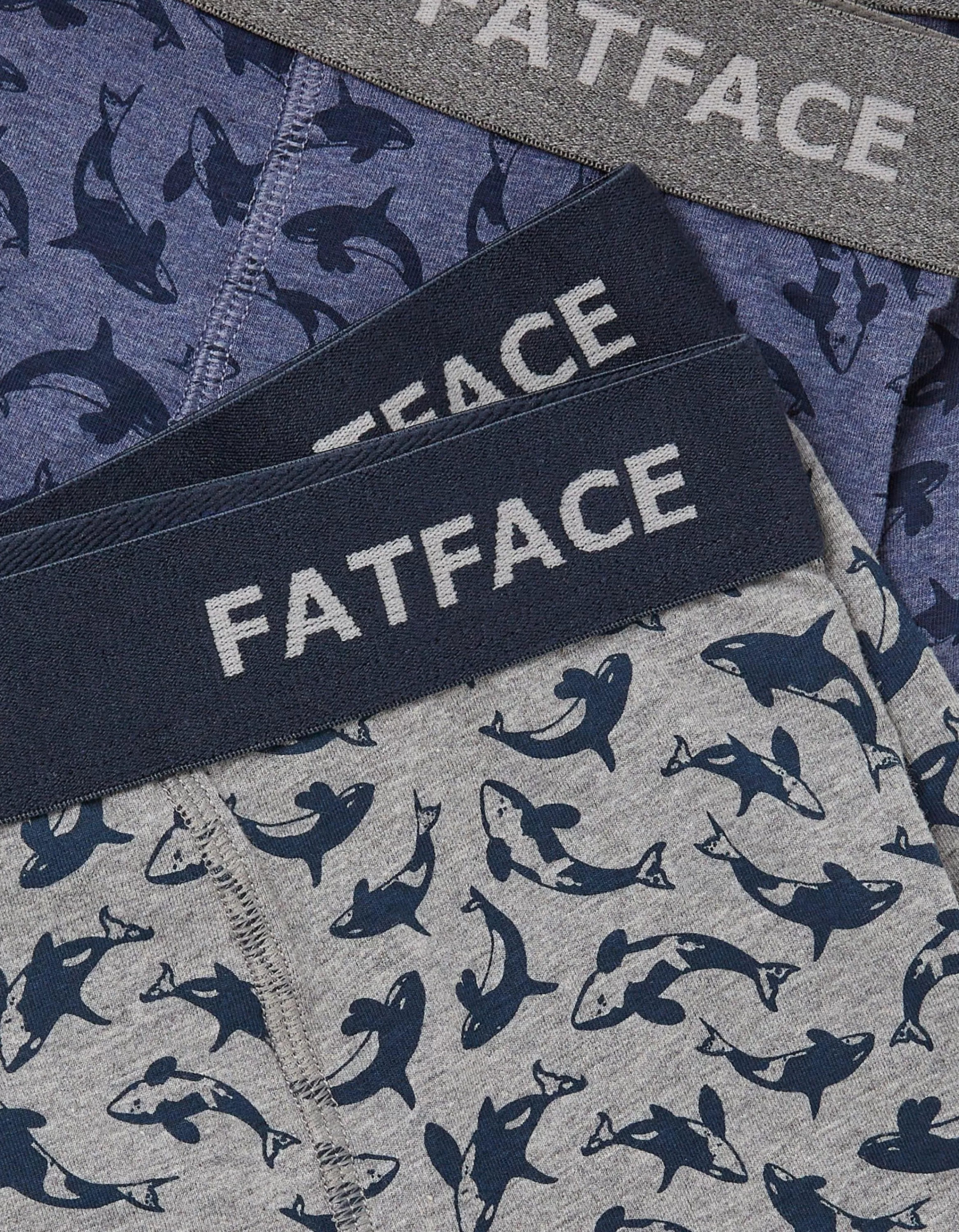 Cheap FatFace 2 Pack Killer Whale Boxers Blue Marl