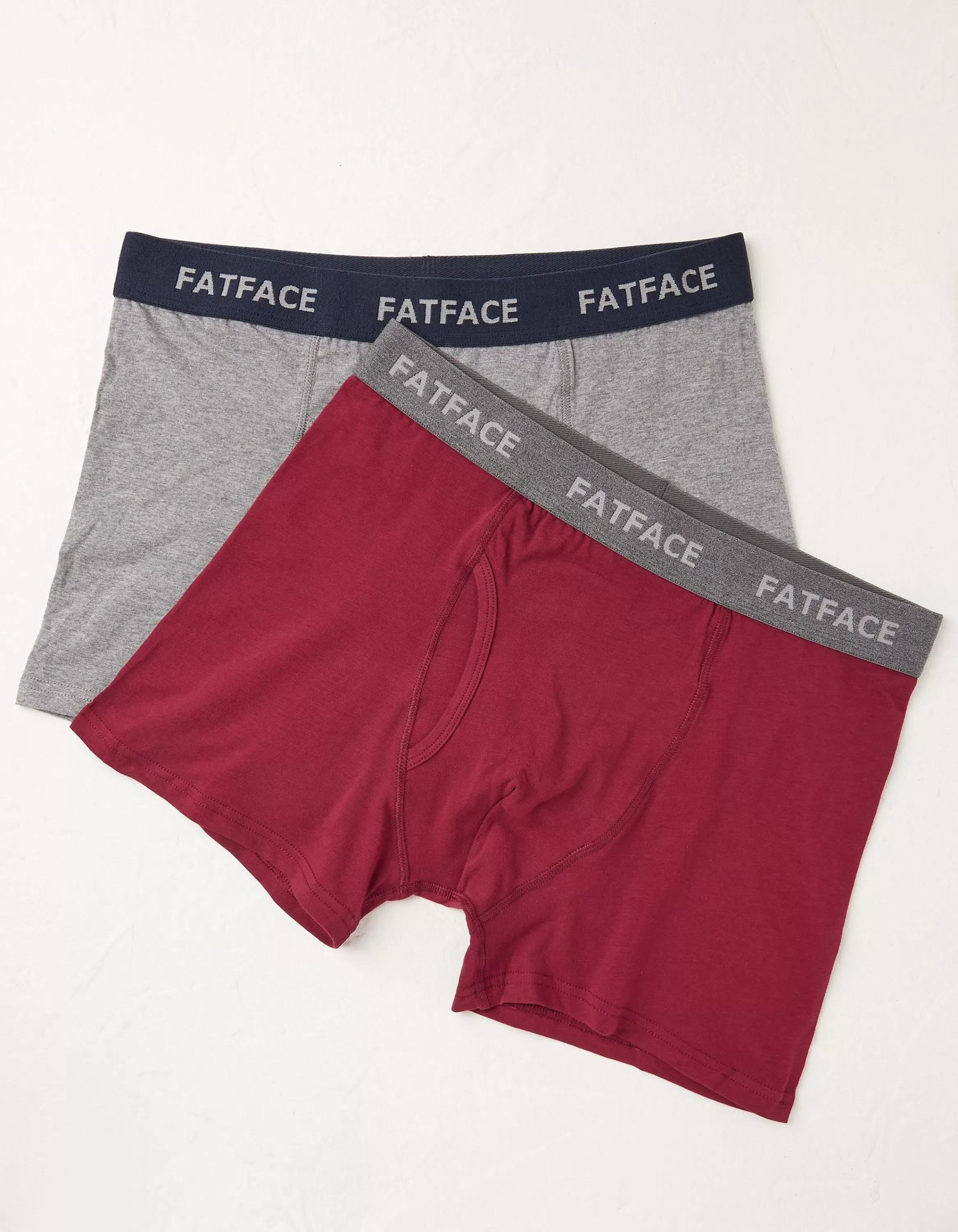 Hot FatFace 2 Pack Plain Boxers Burgundy