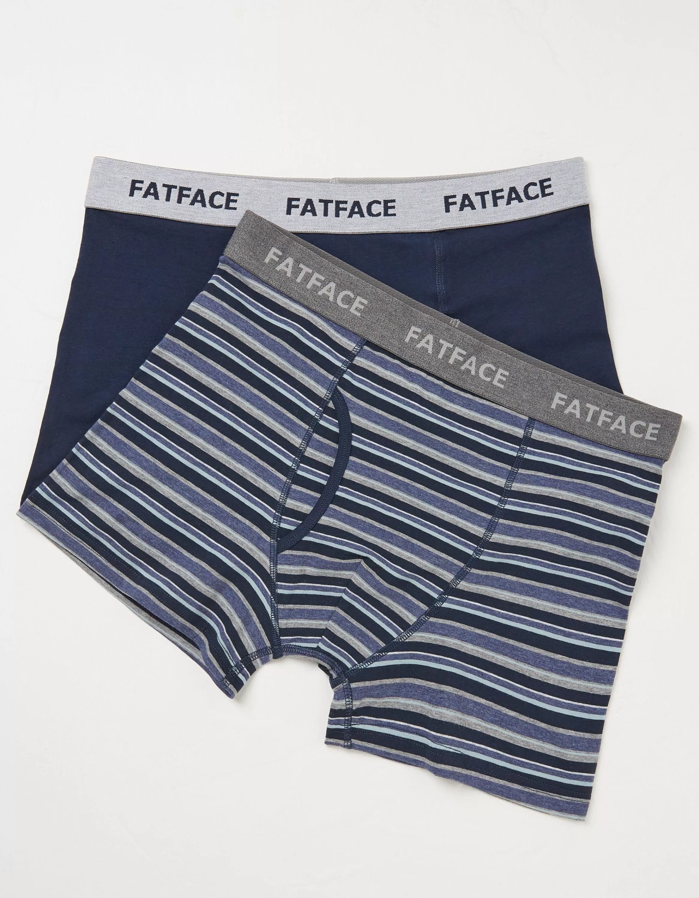 Shop FatFace 2 Pack West Bay Stripe Boxers Navy