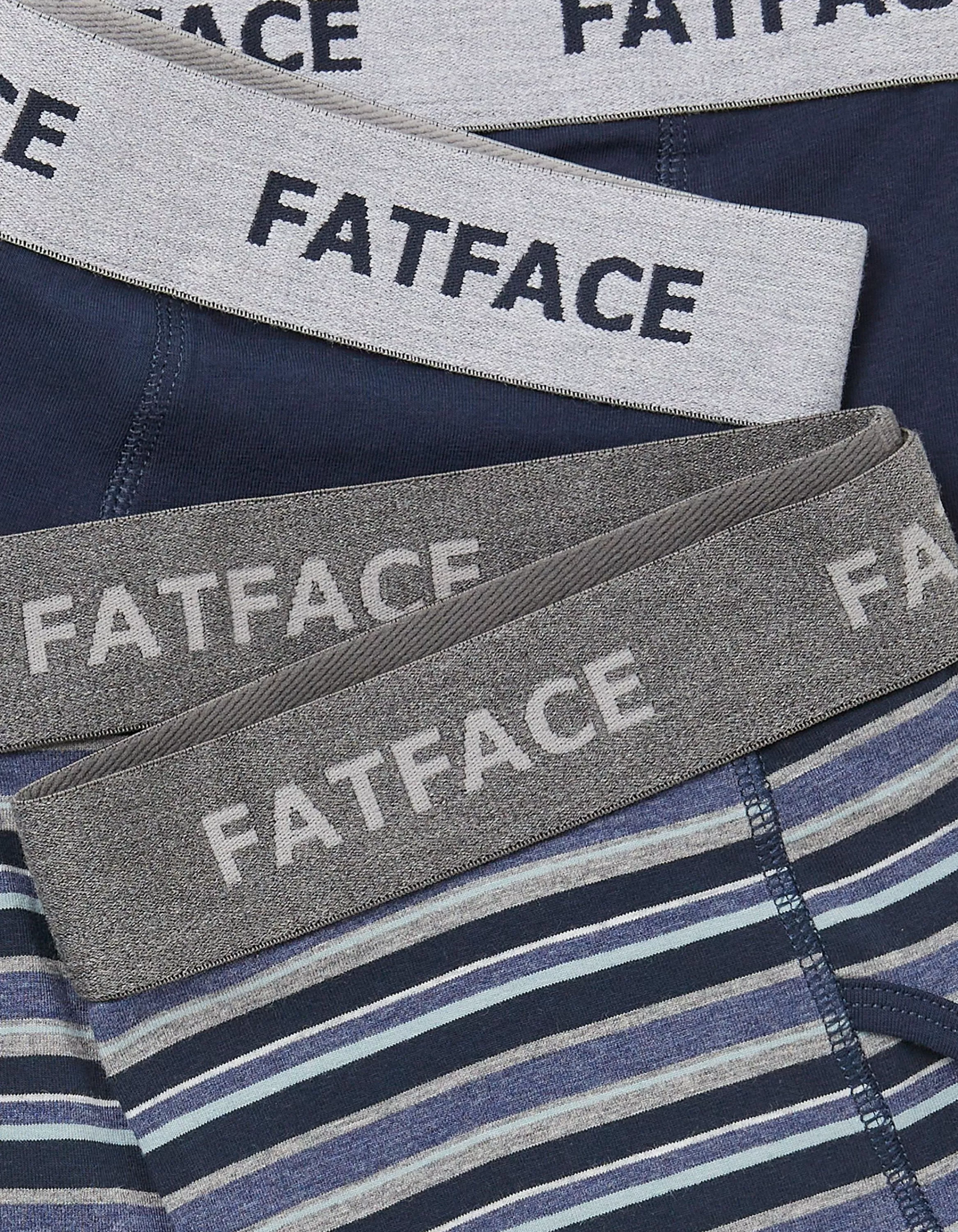 Shop FatFace 2 Pack West Bay Stripe Boxers Navy