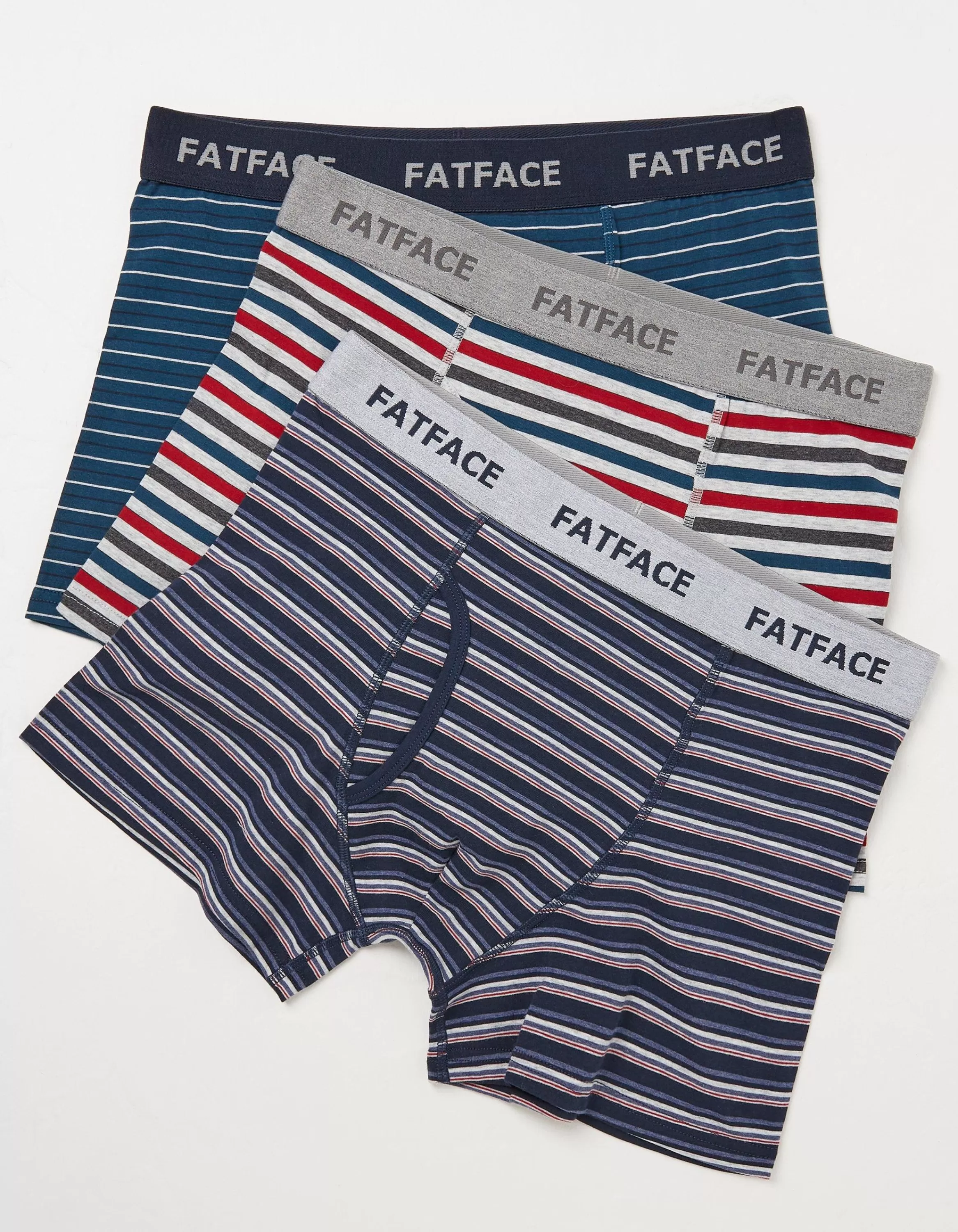 Store FatFace 3 Pack Chesil Stripe Boxers Navy