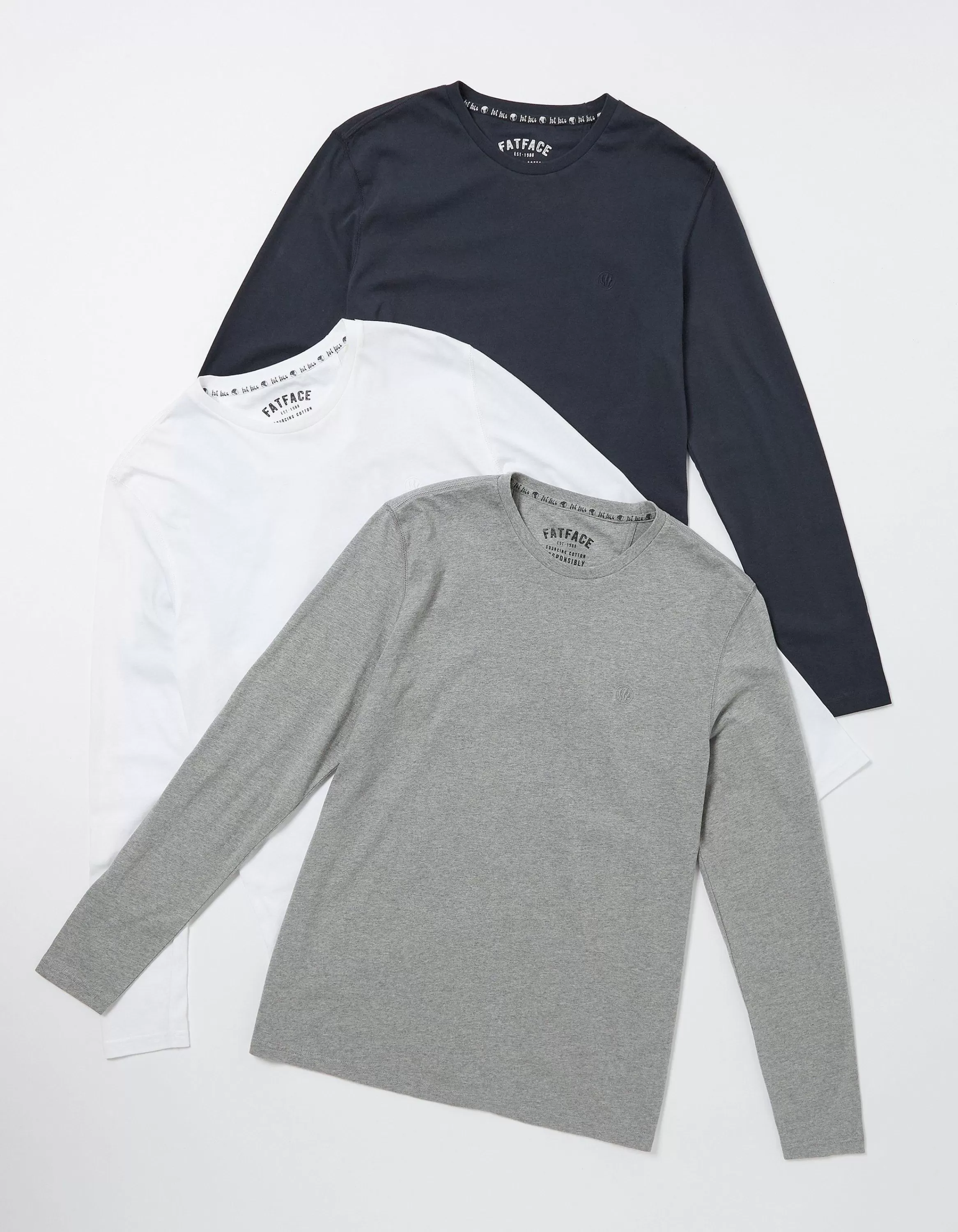 New FatFace 3 Pack Long Sleeve T-Shirts Navy