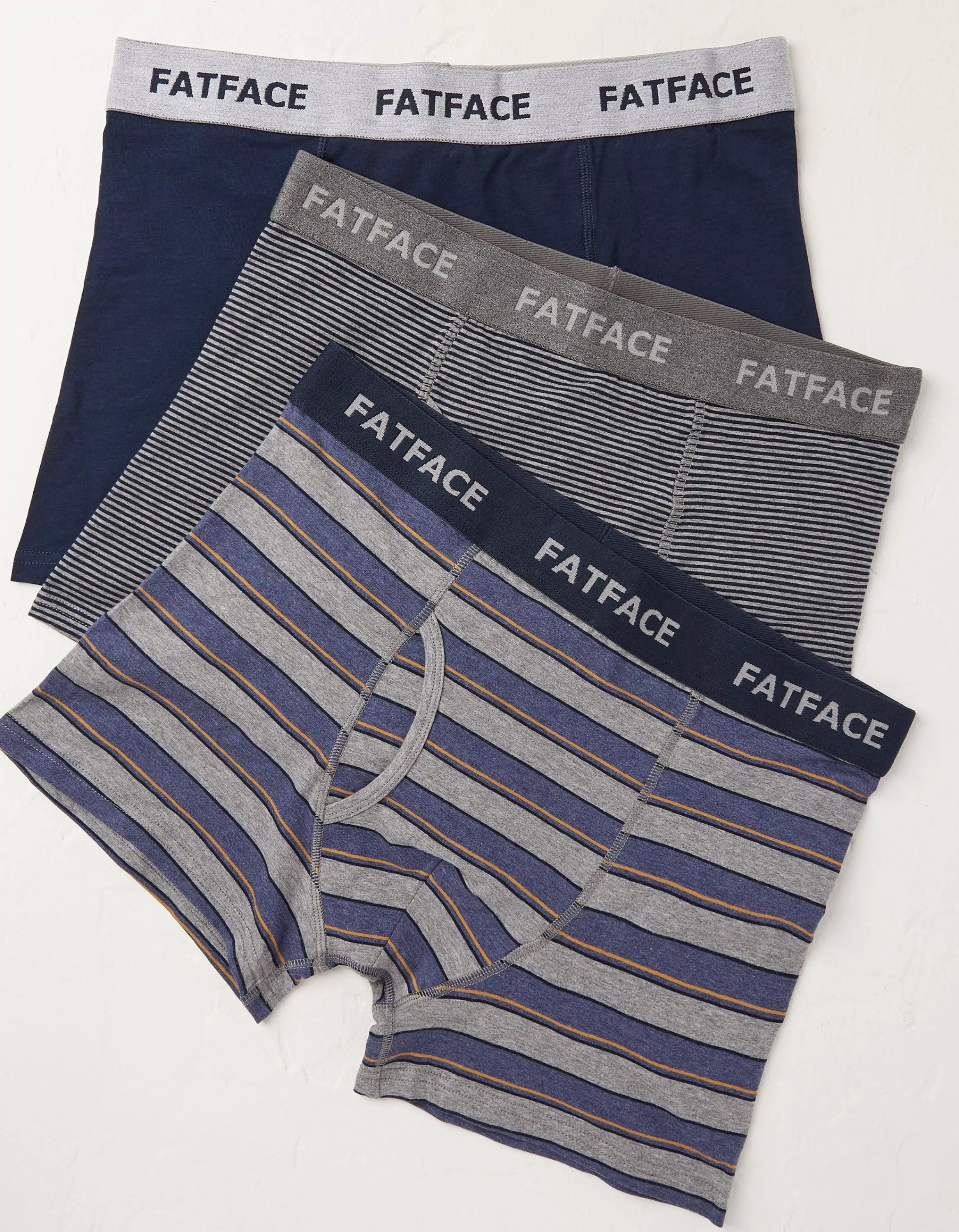 Clearance FatFace 3 Pack Stockbridge Stripe Boxers Navy