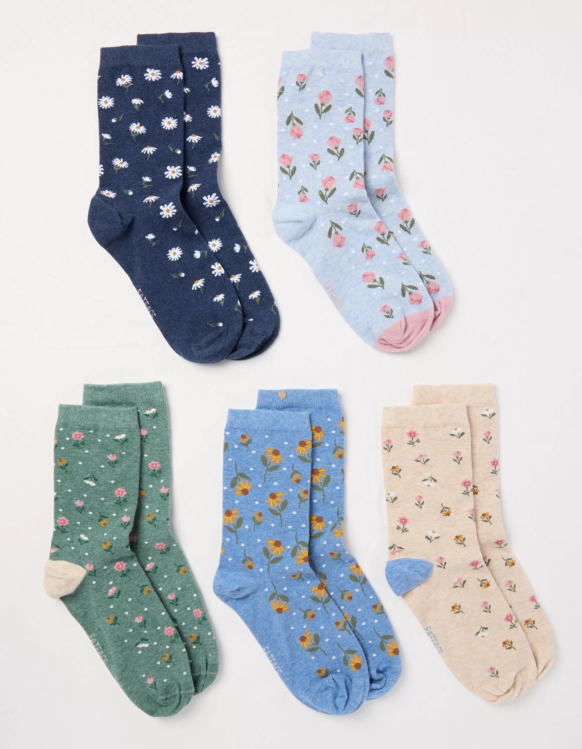 Discount FatFace 5 Pack Floral Socks Multi