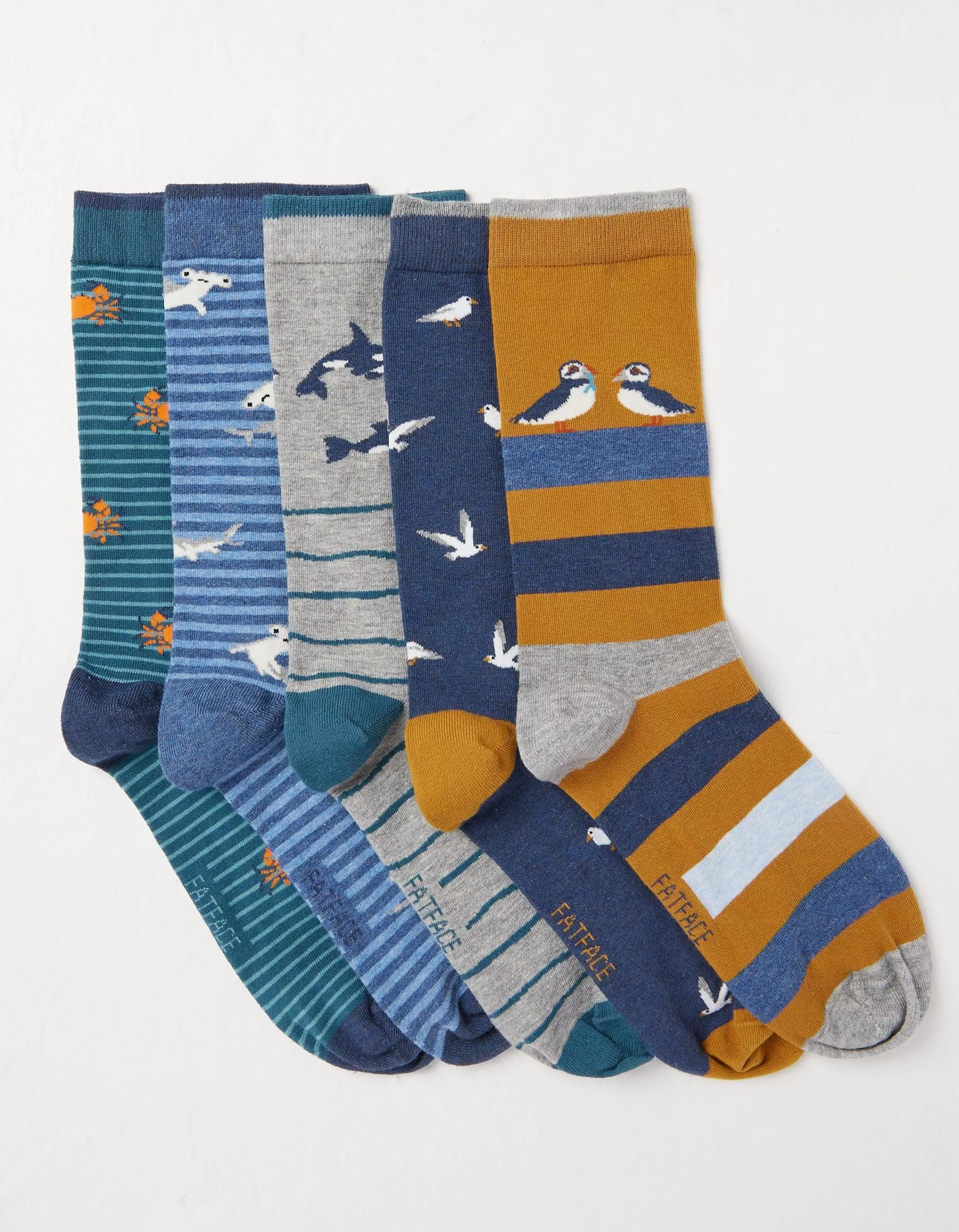 Flash Sale FatFace 5 Pack Sea Animals Socks Multi