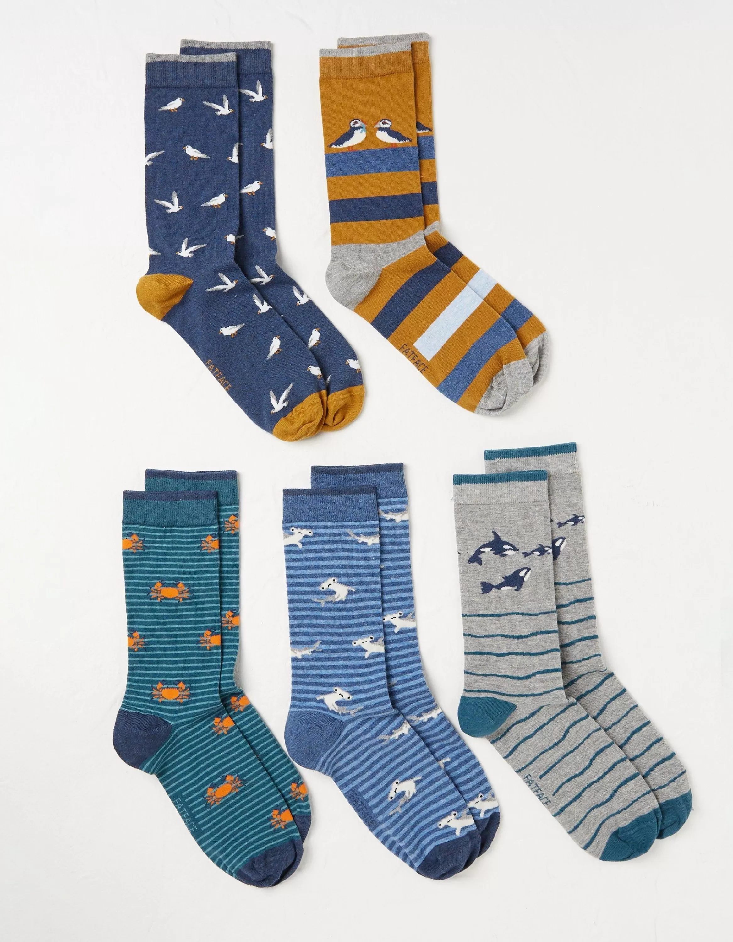 Flash Sale FatFace 5 Pack Sea Animals Socks Multi