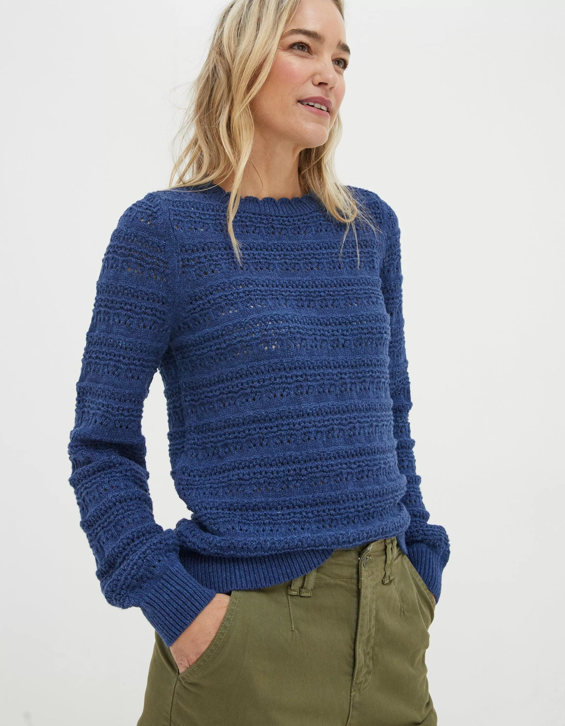 Hot FatFace Adrinenna Crew Neck Jumper Indigo Blue