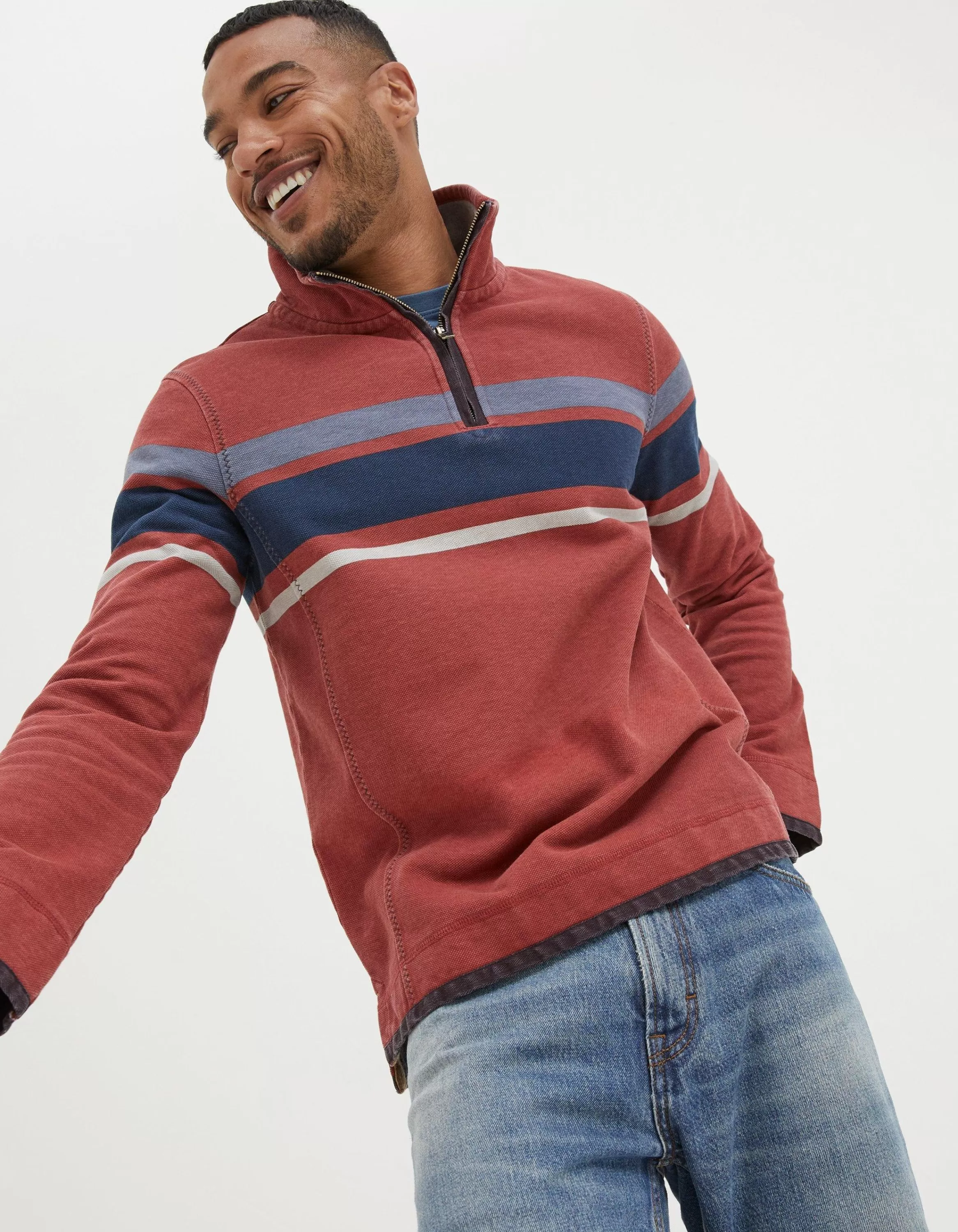 Store FatFace Airlie Chest Stripe Sweatshirt Red