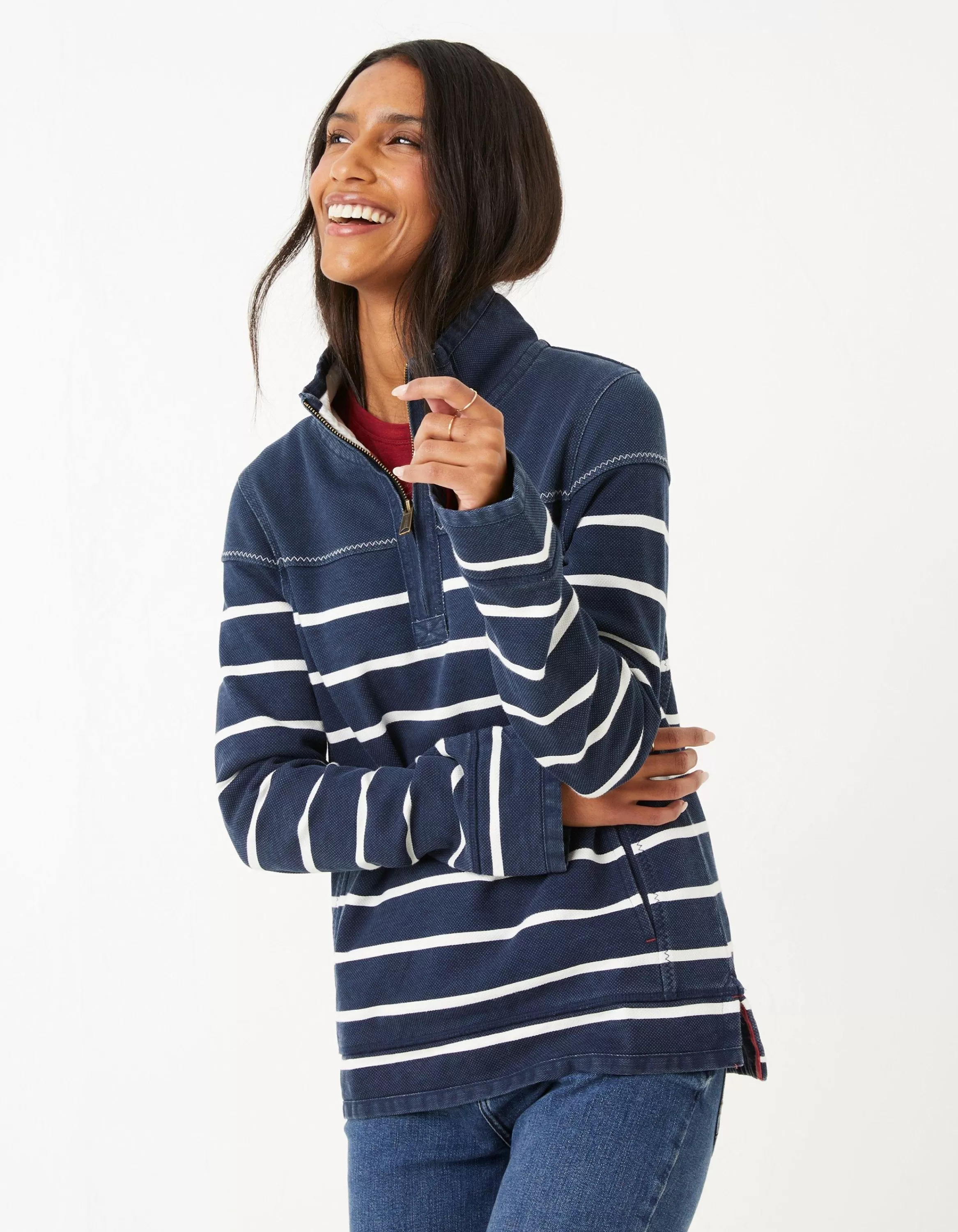 Hot FatFace Airlie Classic Breton Sweatshirt Navy