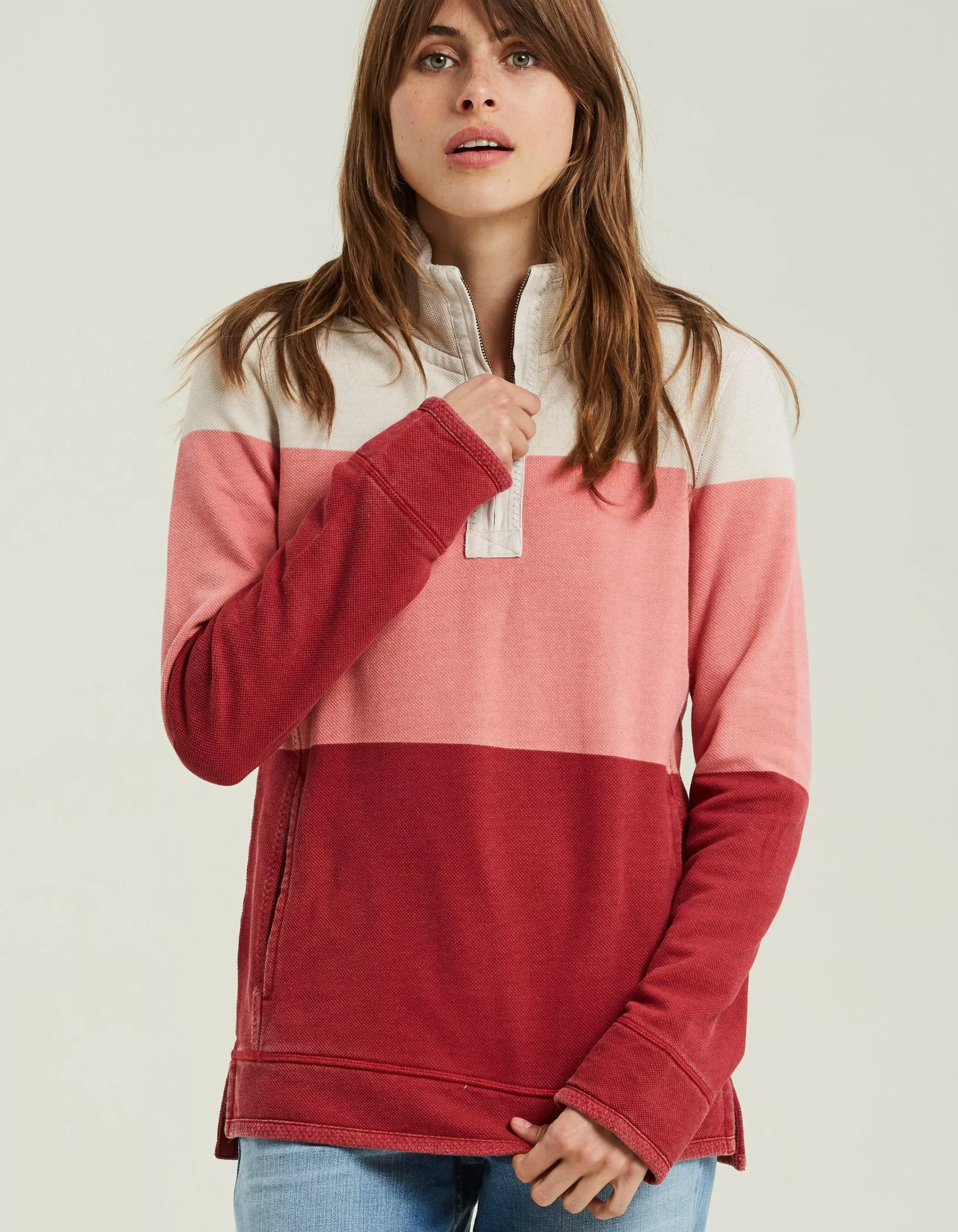 Online FatFace Airlie Colour Block Sweat Soft Coral