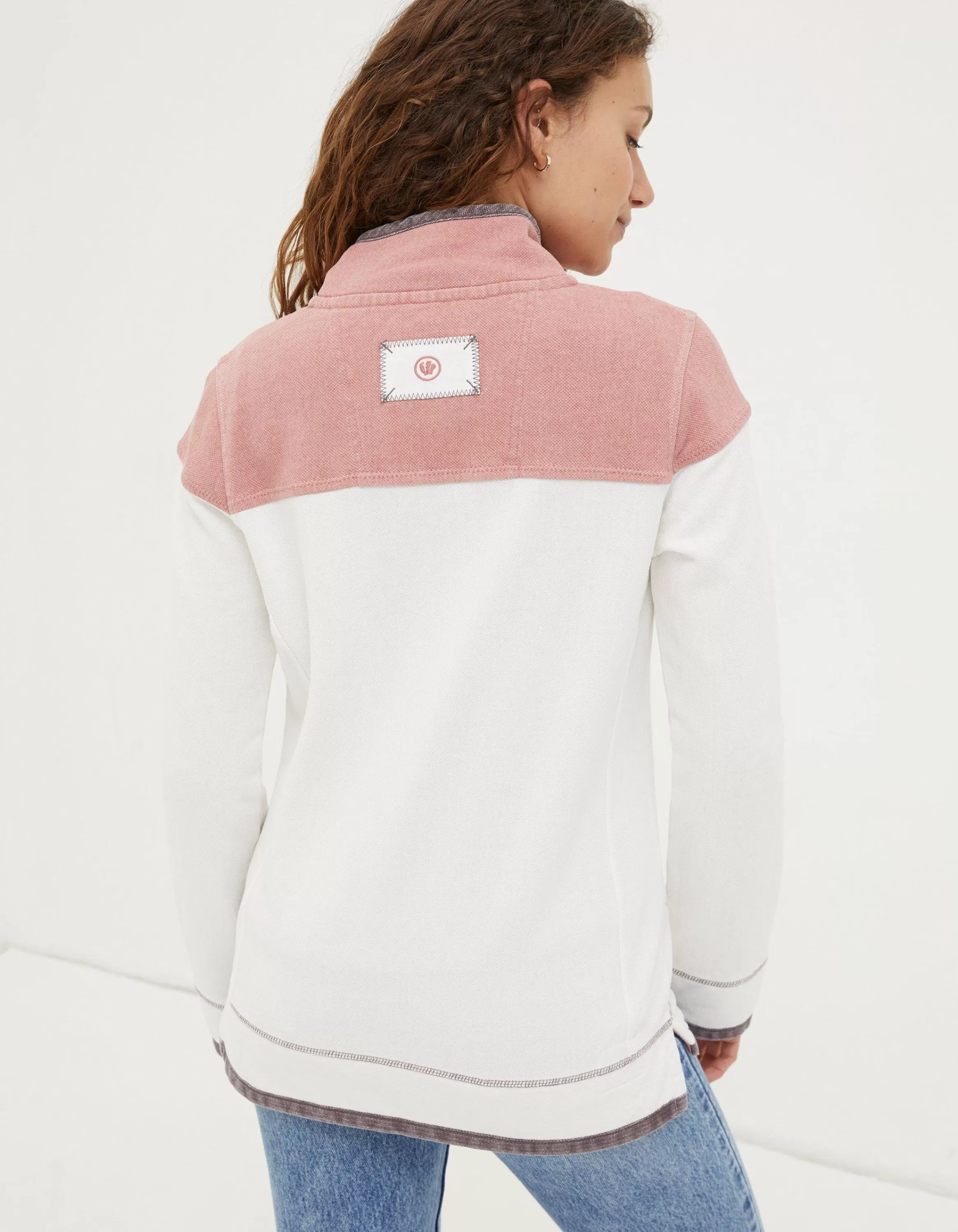 Shop FatFace Airlie Colour Block Sweatshirt Pink