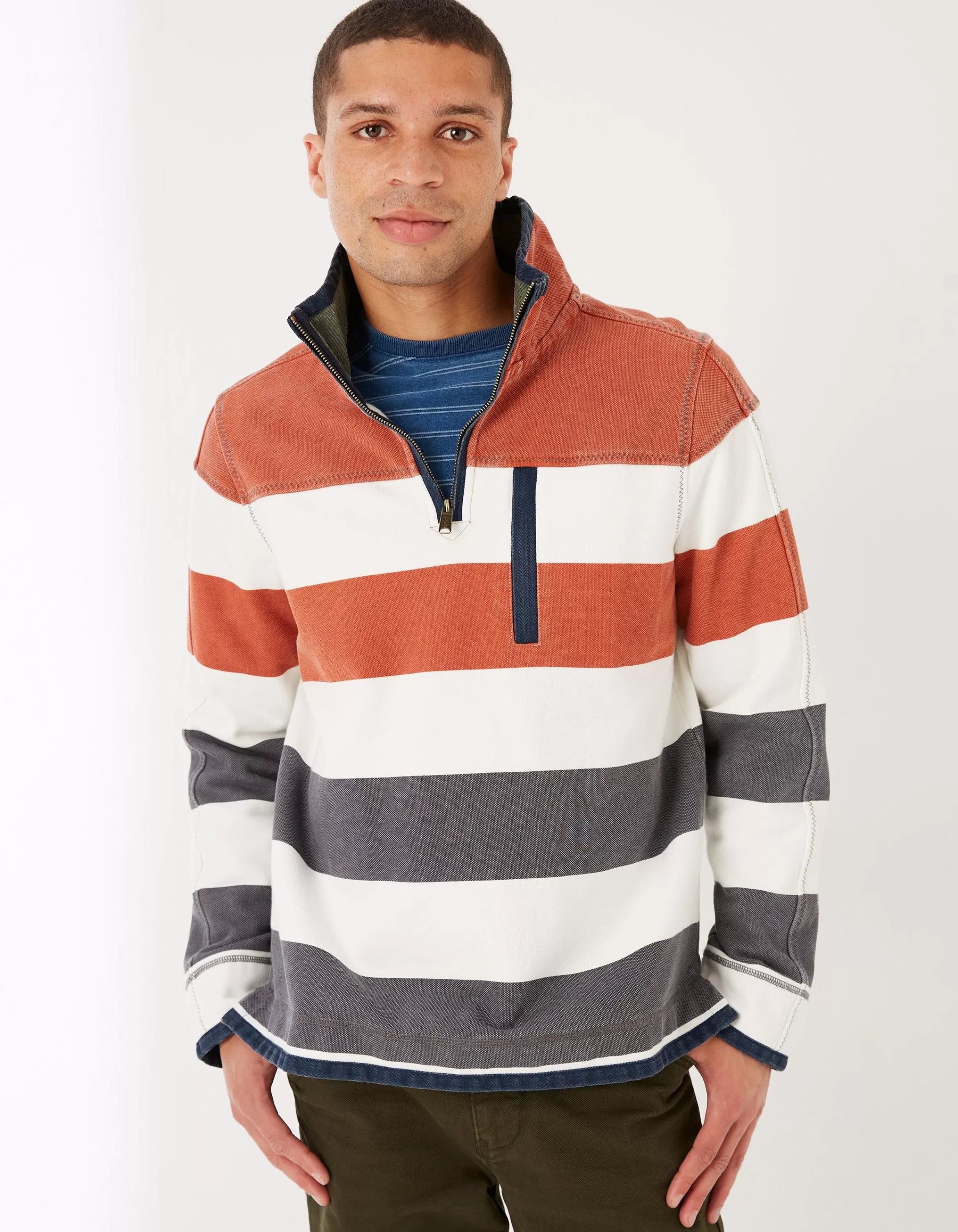 Best Sale FatFace Airlie Rugby Stripe Sweat Orange