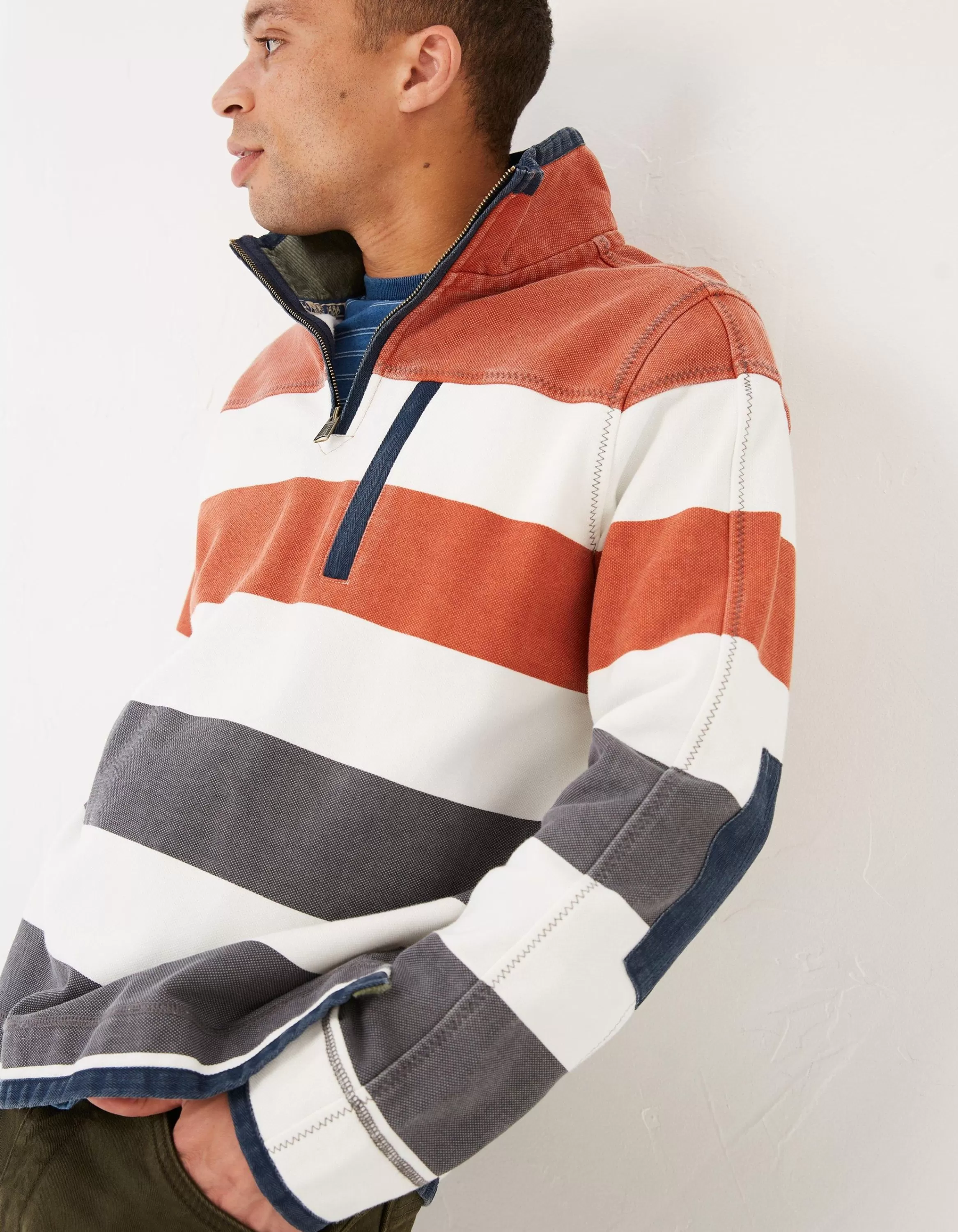 Best Sale FatFace Airlie Rugby Stripe Sweat Orange