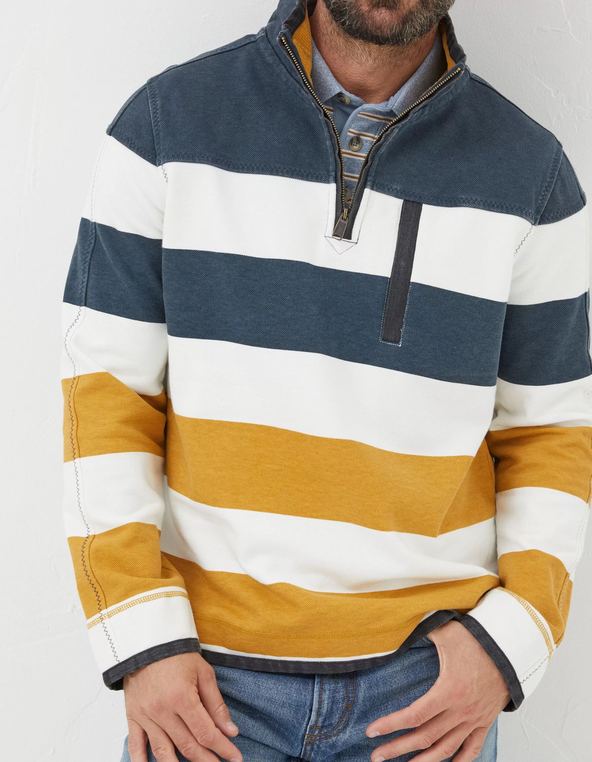 Best FatFace Airlie Rugby Stripe Sweatshirt Yellow